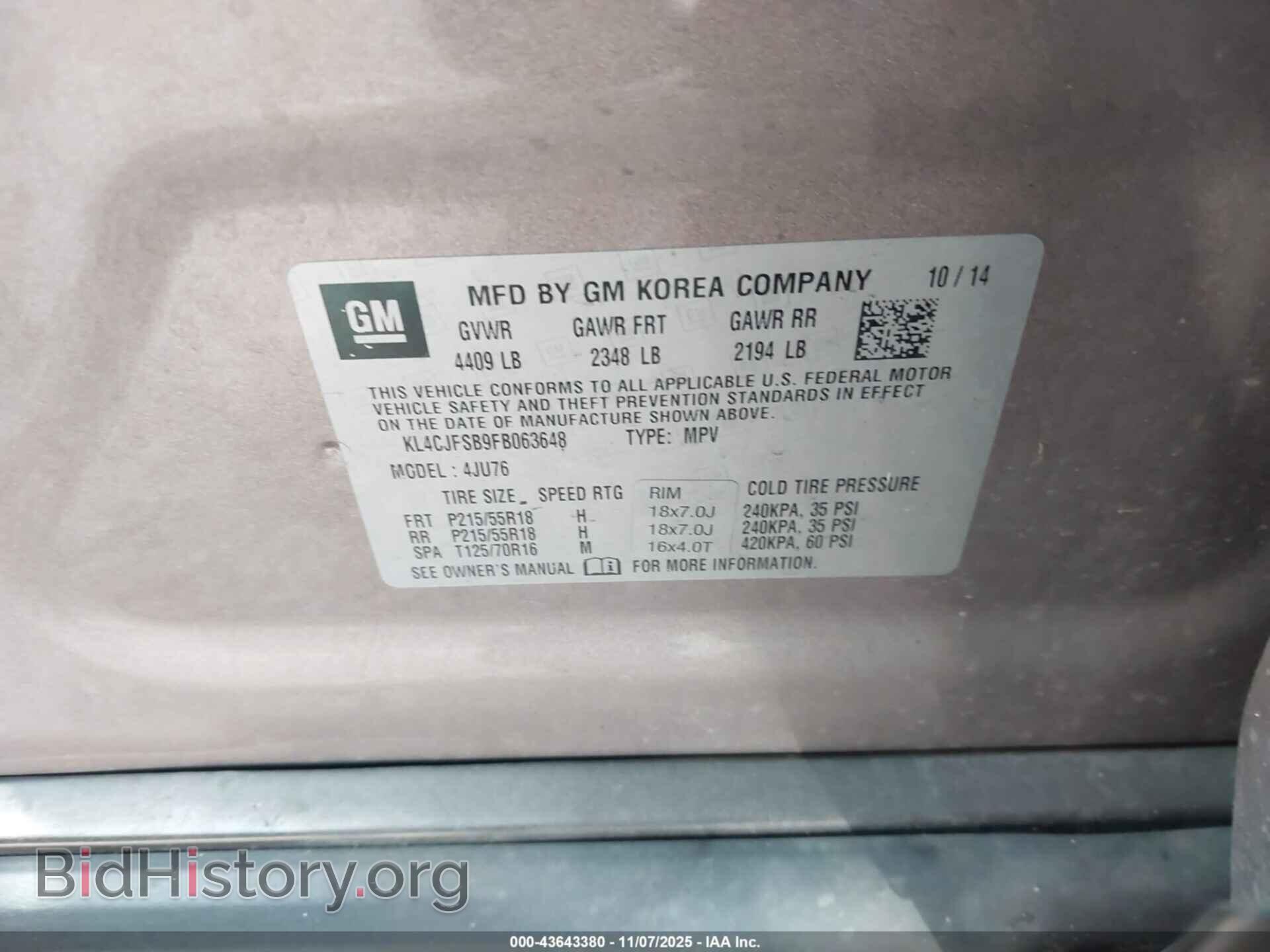 2015 BUICK ENCORE - VIN: KL4CJFSB9FB063648 - Photo 9