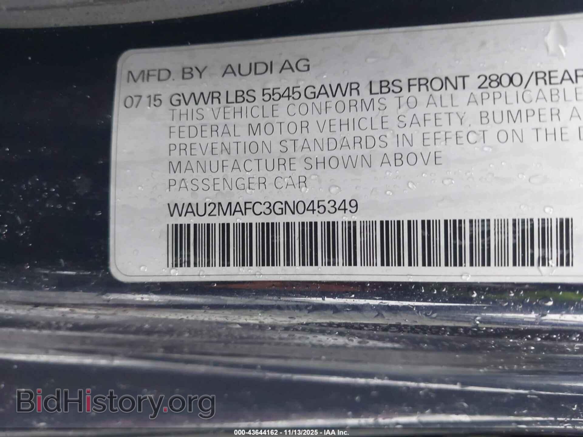 2016 AUDI A7 - VIN: WAU2MAFC3GN045349 - Фото 9
