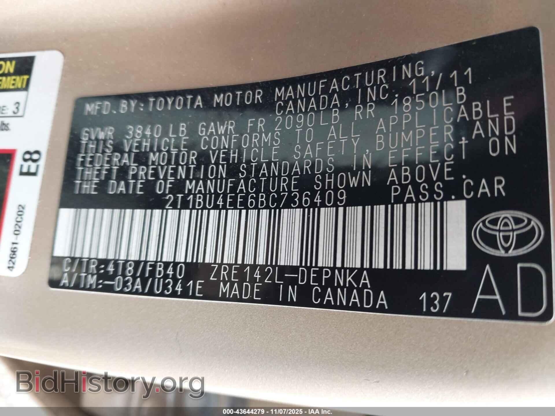 2011 TOYOTA COROLLA - VIN: 2T1BU4EE6BC736409 - Фото 9
