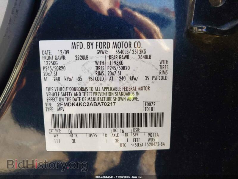 2010 Ford EDGE (VIN 2FMDK4KC2ABA70217) — photo 9 of 16