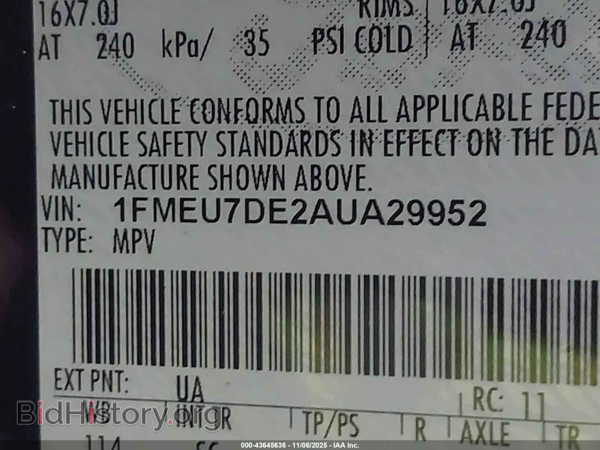 2010 FORD EXPLORER - VIN: 1FMEU7DE2AUA29952 - Photo 9
