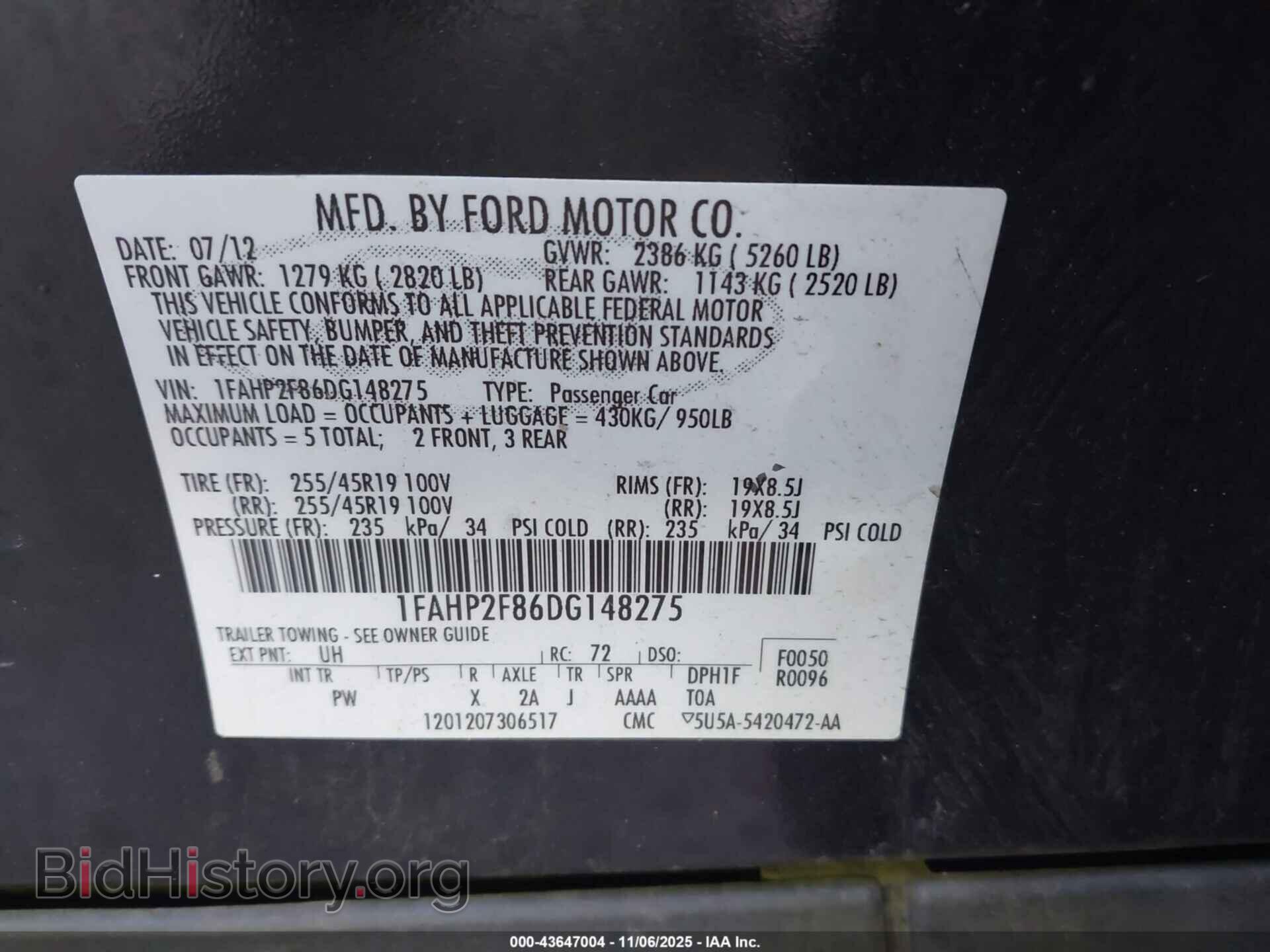 2013 FORD TAURUS - VIN: 1FAHP2F86DG148275 - Фото 9