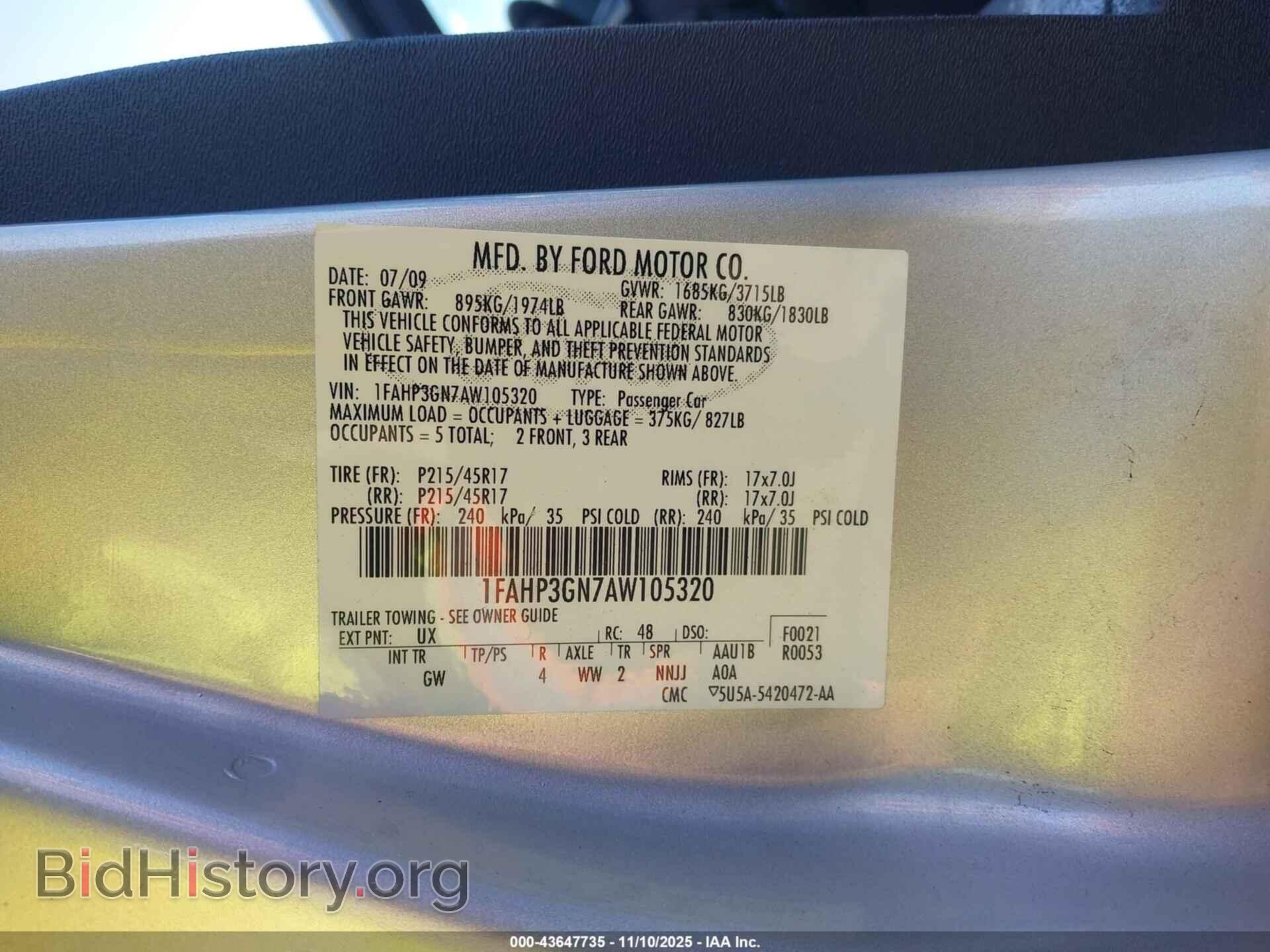 2010 FORD FOCUS - VIN: 1FAHP3GN7AW105320 - Фото 9