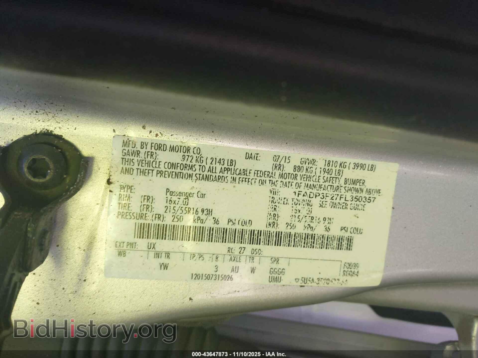 2015 FORD FOCUS - VIN: 1FADP3F27FL350357 - Фото 9