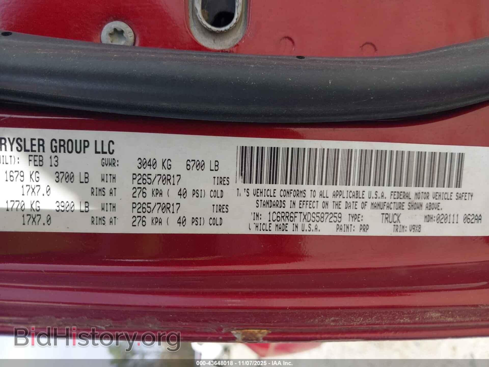 2013 RAM 1500 - VIN: 1C6RR6FTXDS587259 - Фото 9