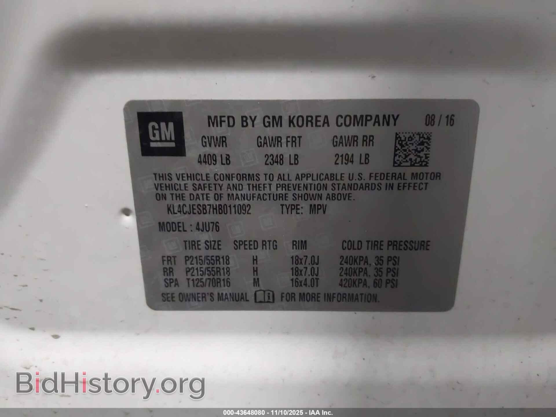 2017 BUICK ENCORE - VIN: KL4CJESB7HB011092 - Photo 9