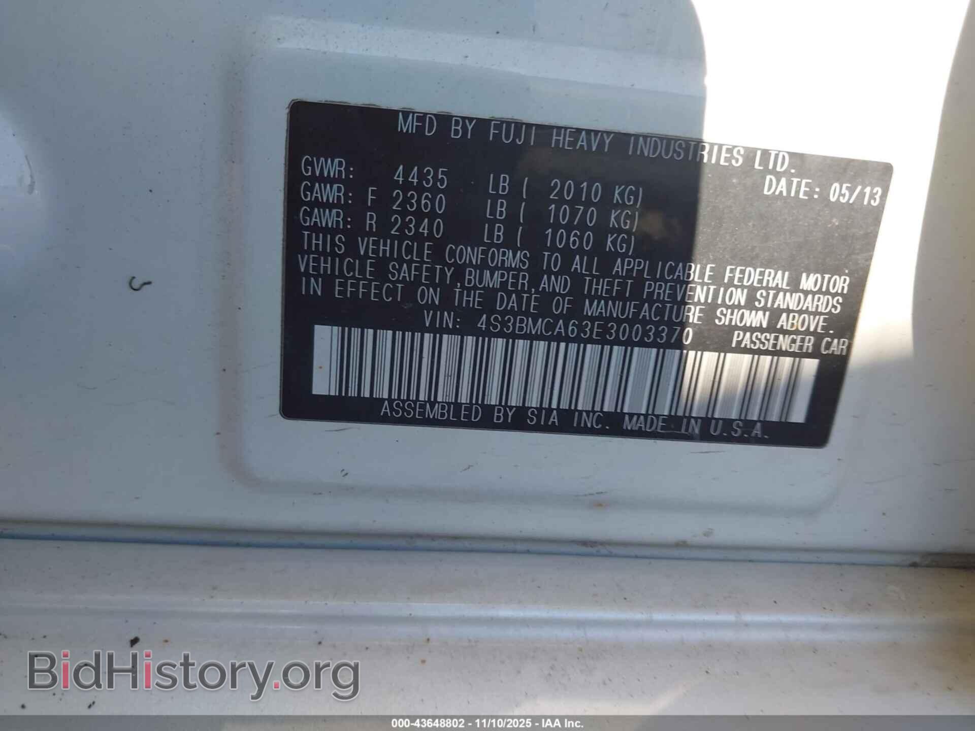 2014 SUBARU LEGACY - VIN: 4S3BMCA63E3003370 - Фото 9