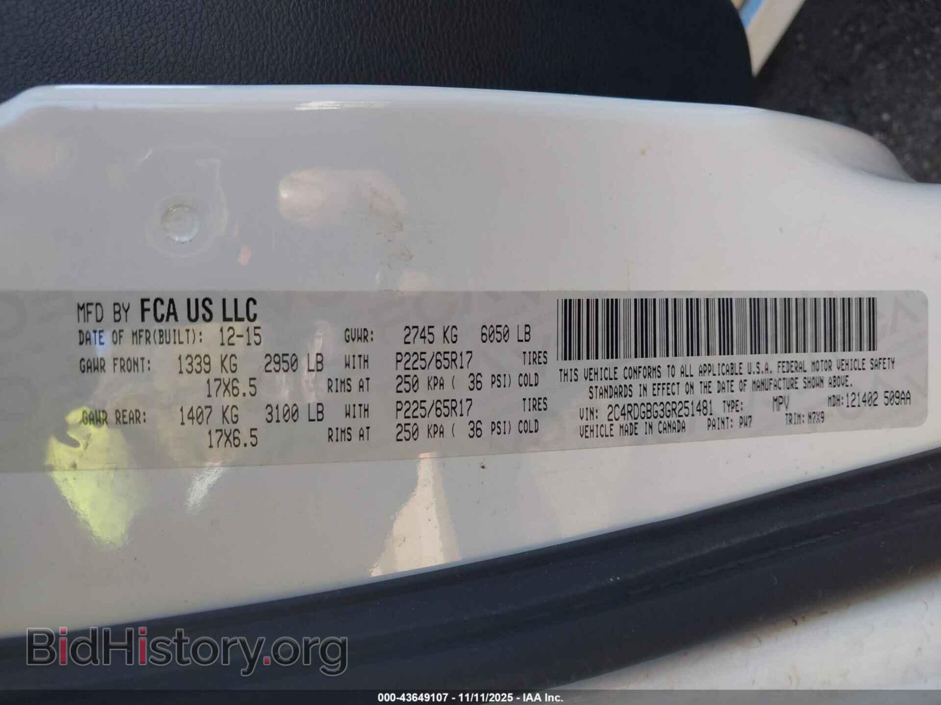 2016 DODGE GRAND CARAVAN - VIN: 2C4RDGBG3GR251481 - Фото 9