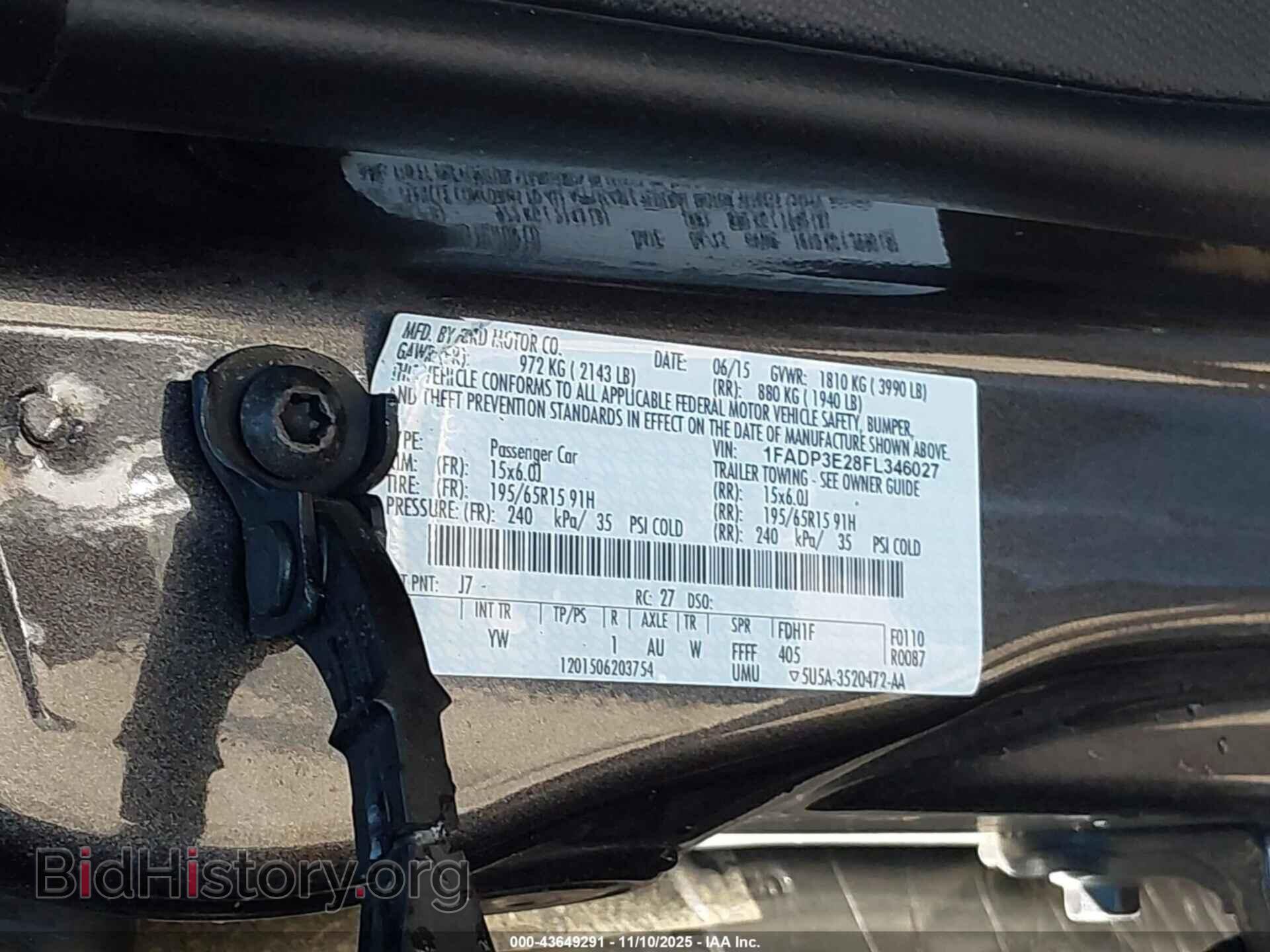 2015 FORD FOCUS - VIN: 1FADP3E28FL346027 - Фото 9
