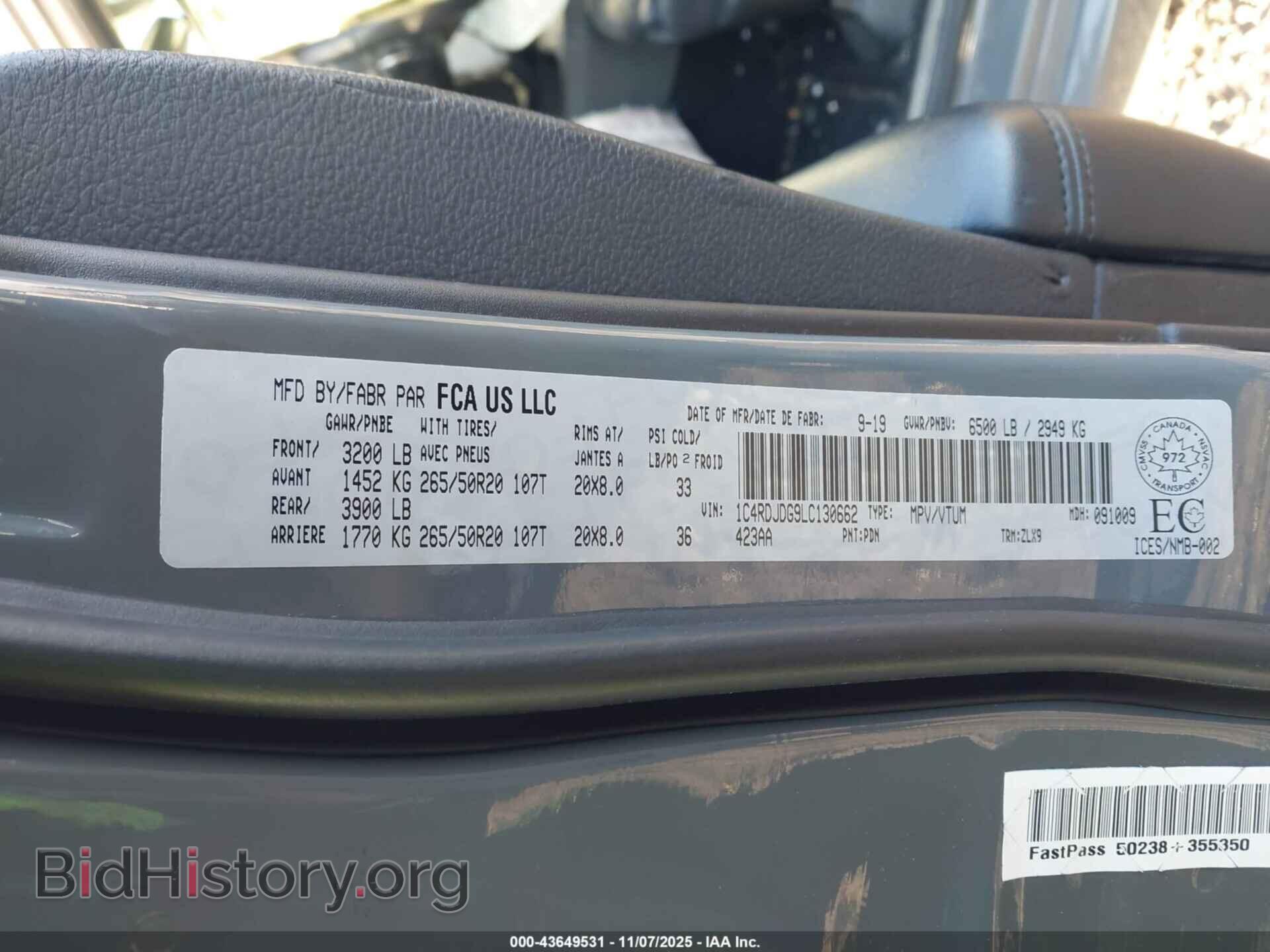 2020 DODGE DURANGO - VIN: 1C4RDJDG9LC130662 - Photo 9