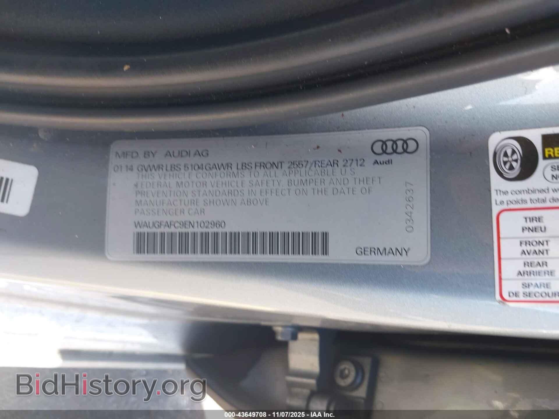 2014 AUDI A6 - VIN: WAUGFAFC9EN102960 - Фото 9