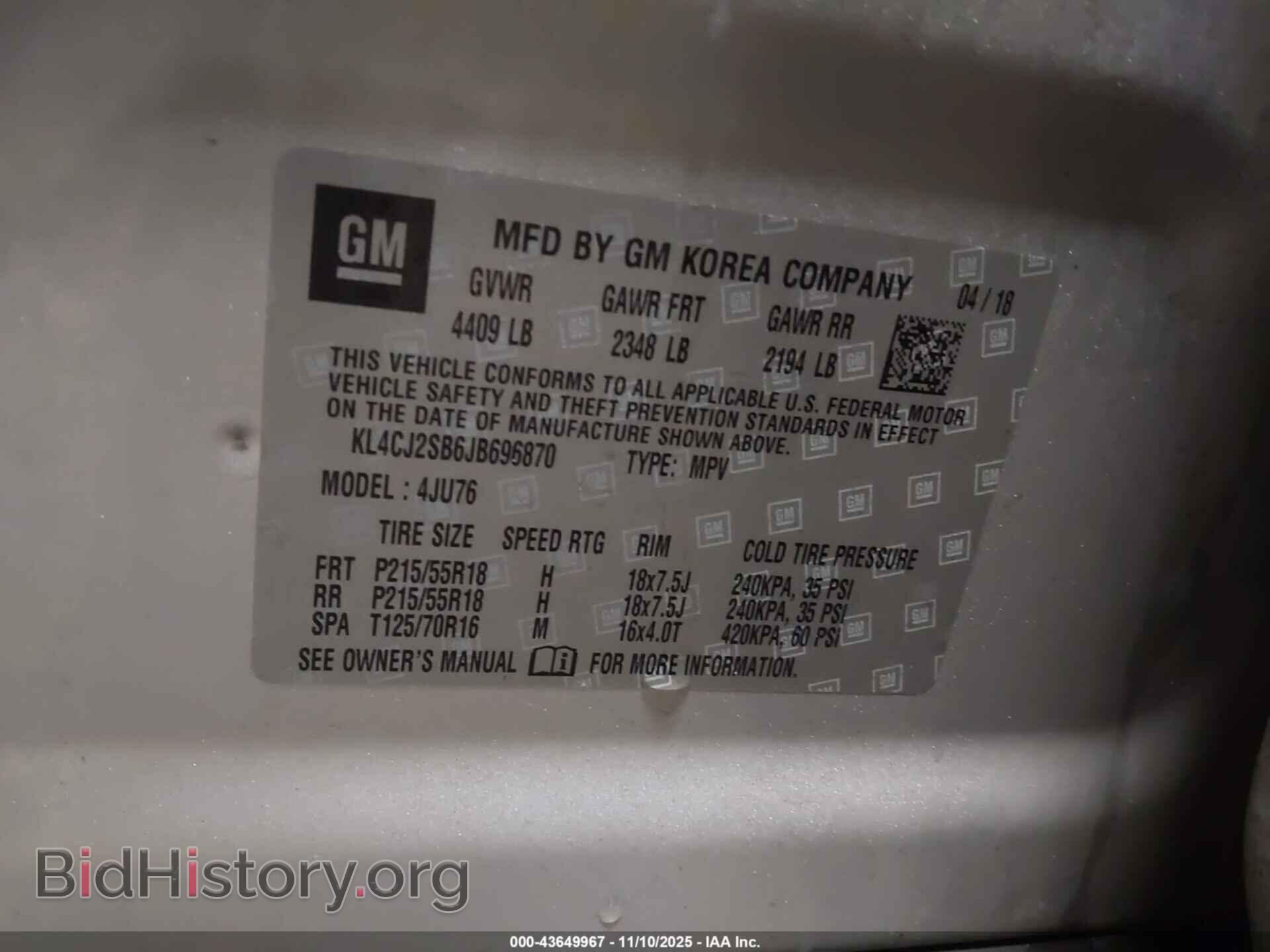 2018 BUICK ENCORE - VIN: KL4CJ2SB6JB696870 - Фото 9