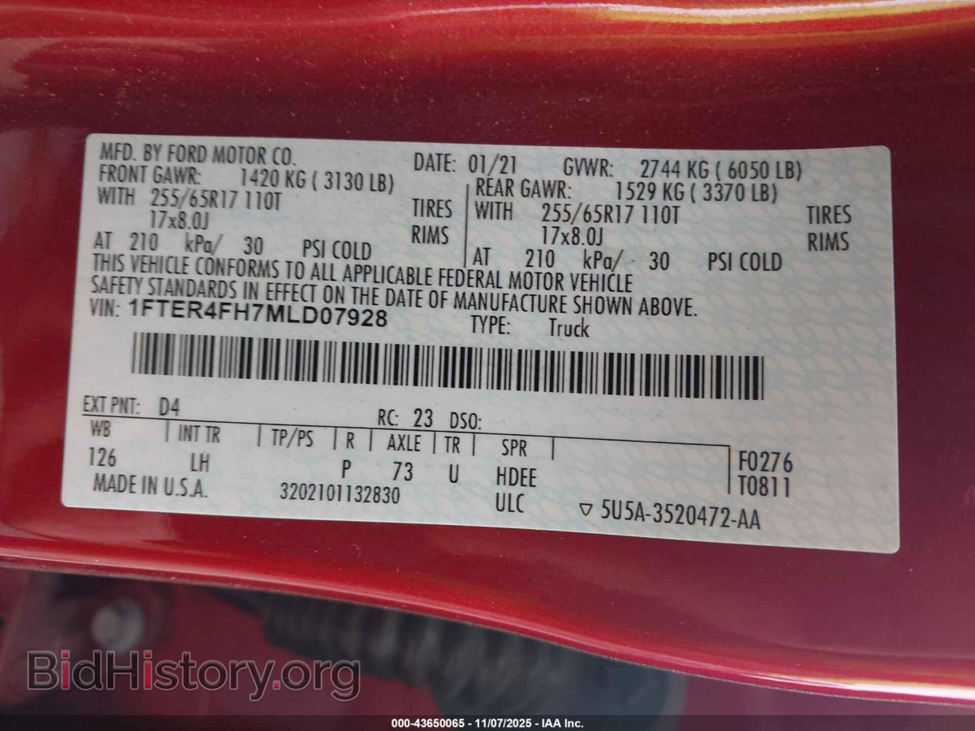 2021 FORD RANGER - VIN: 1FTER4FH7MLD07928 - Фото 9