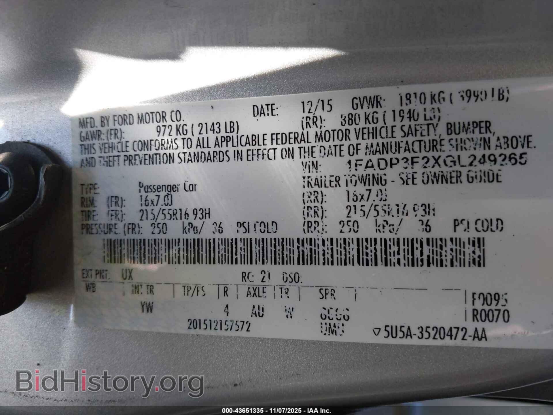 2016 FORD FOCUS - VIN: 1FADP3F2XGL249265 - Фото 9