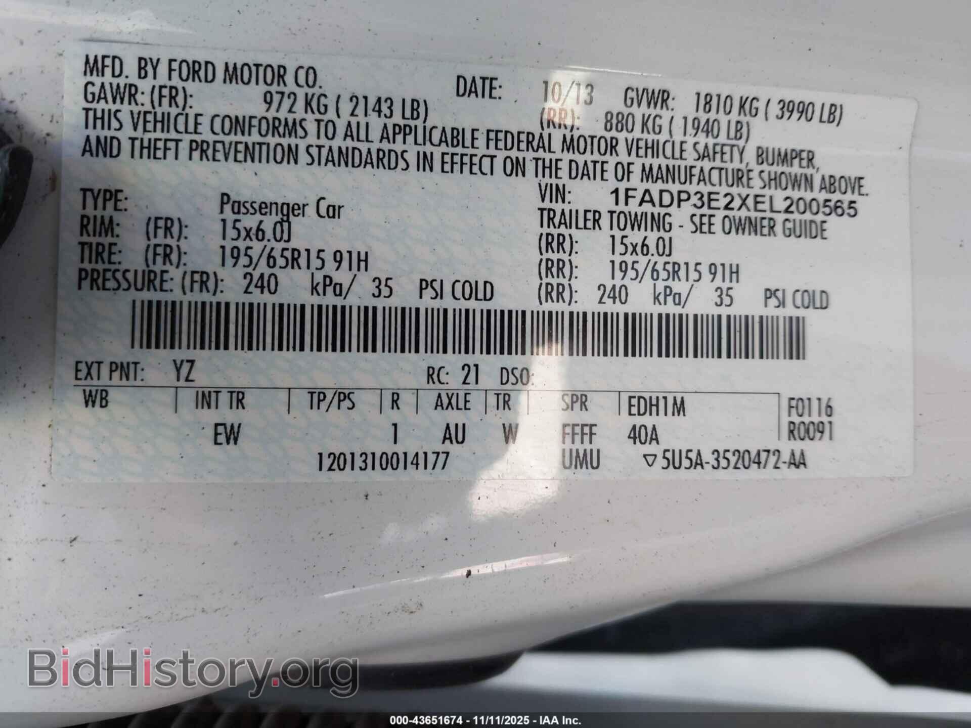2014 FORD FOCUS - VIN: 1FADP3E2XEL200565 - Фото 9