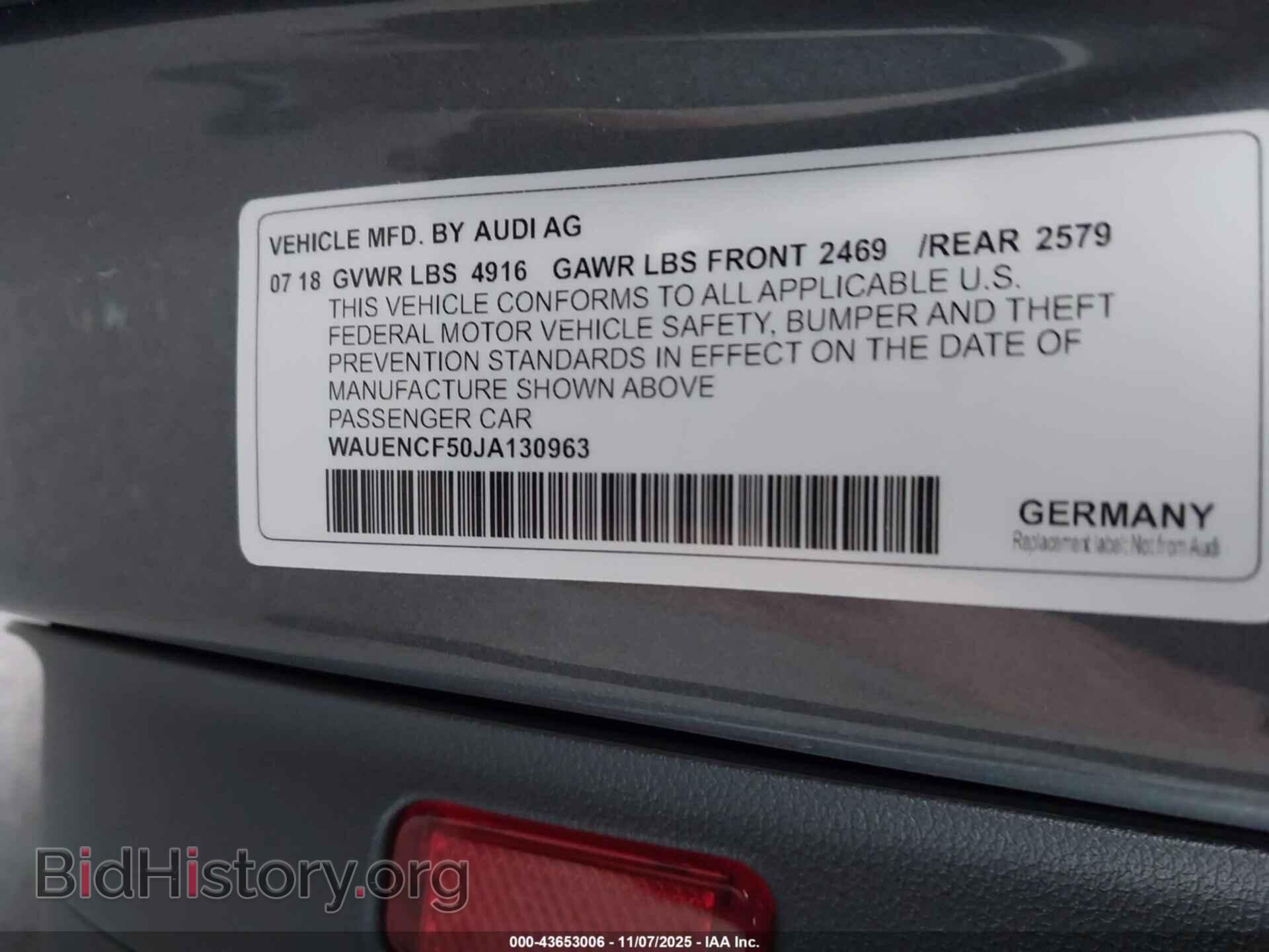 2018 AUDI A5 - VIN: WAUENCF50JA130963 - Фото 9