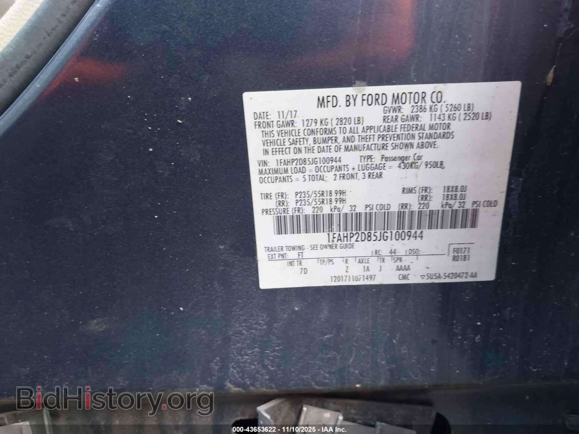 2018 FORD TAURUS - VIN: 1FAHP2D85JG100944 - Photo 9