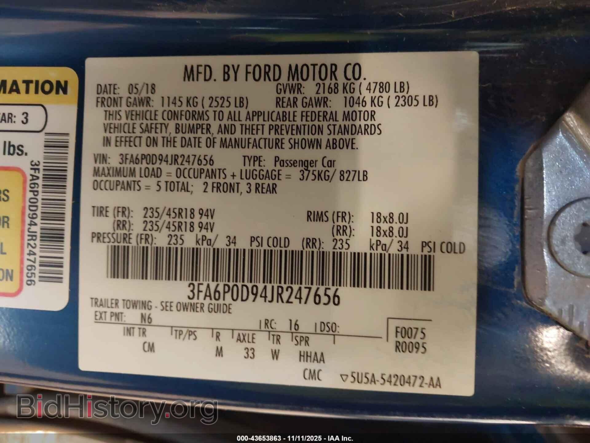 2018 FORD FUSION - VIN: 3FA6P0D94JR247656 - Фото 9
