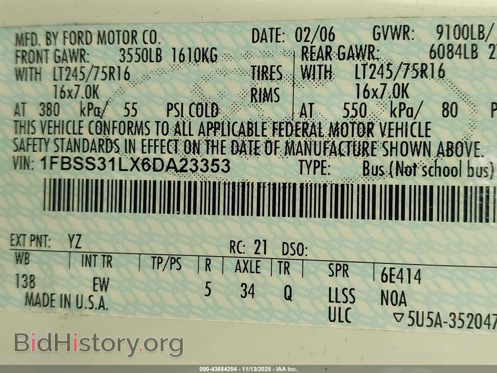 2006 FORD ECONOLINE - VIN: 1FBSS31LX6DA23353 - Фото 8