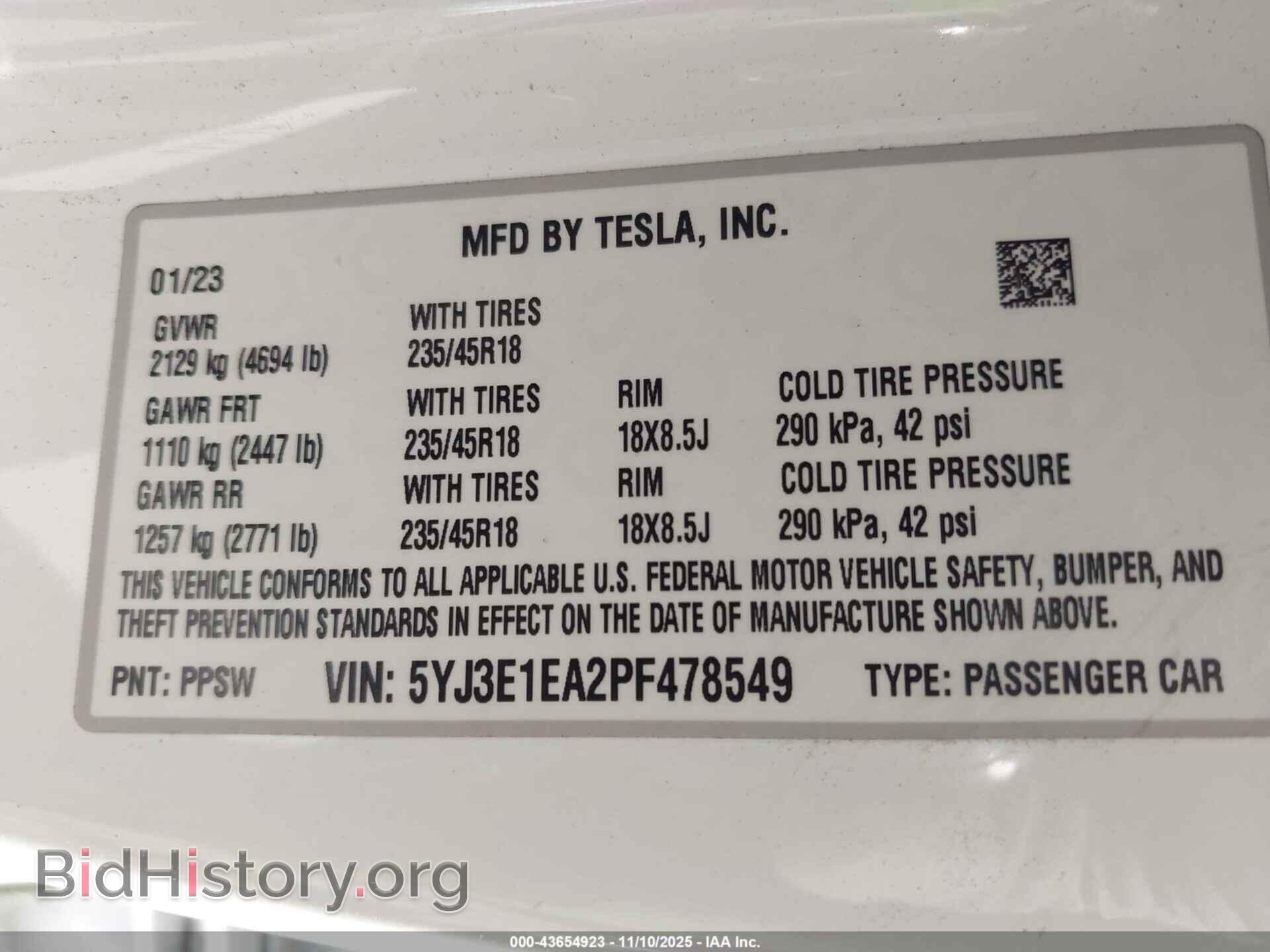 2023 TESLA MODEL 3 - VIN: 5YJ3E1EA2PF478549 - Фото 9