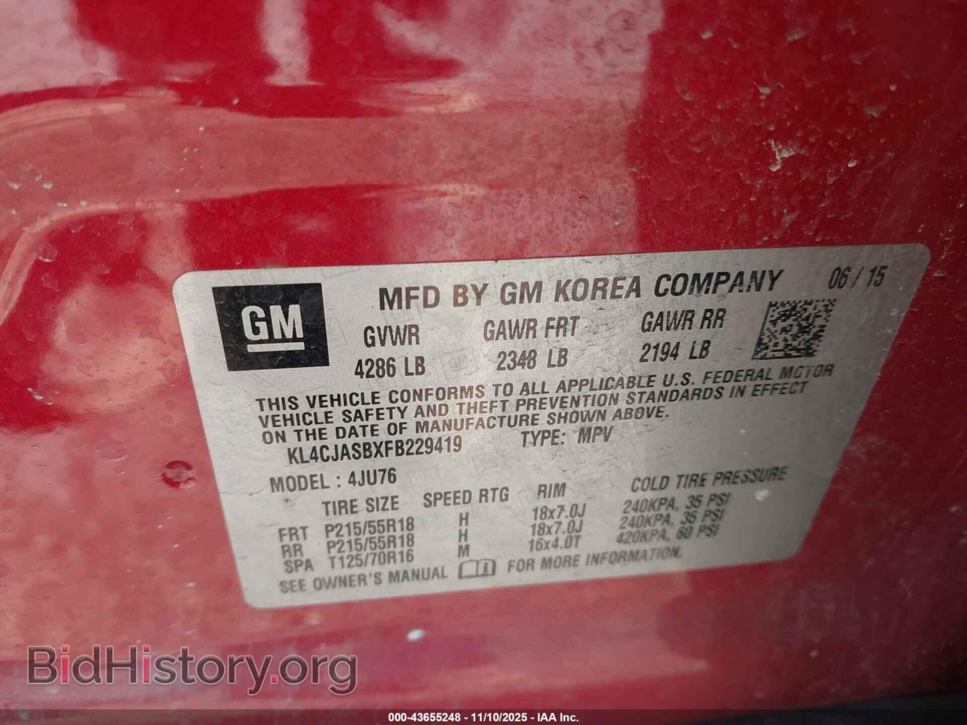 2015 BUICK ENCORE - VIN: KL4CJASBXFB229419 - Photo 9