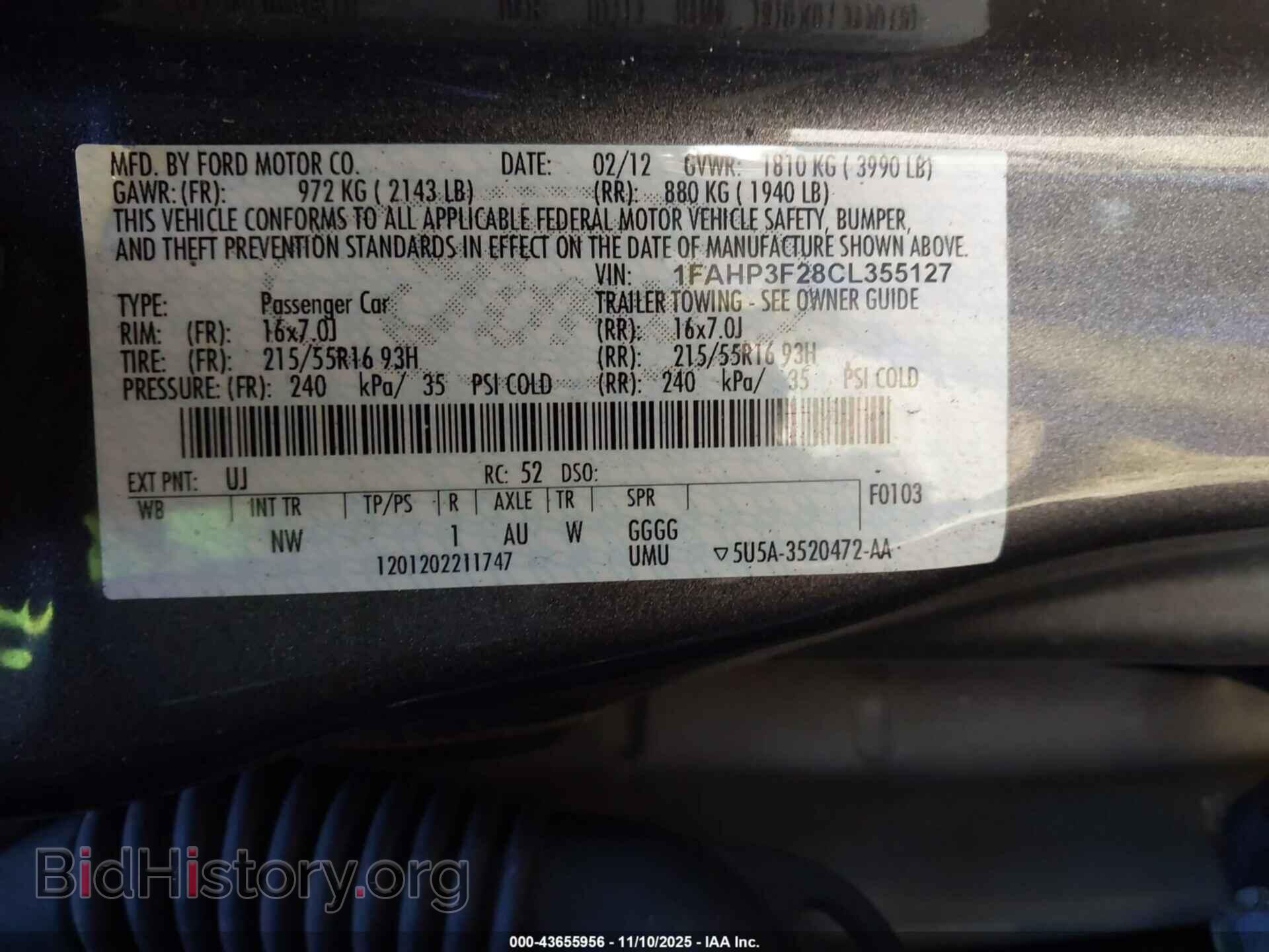 2012 FORD FOCUS - VIN: 1FAHP3F28CL355127 - Photo 9