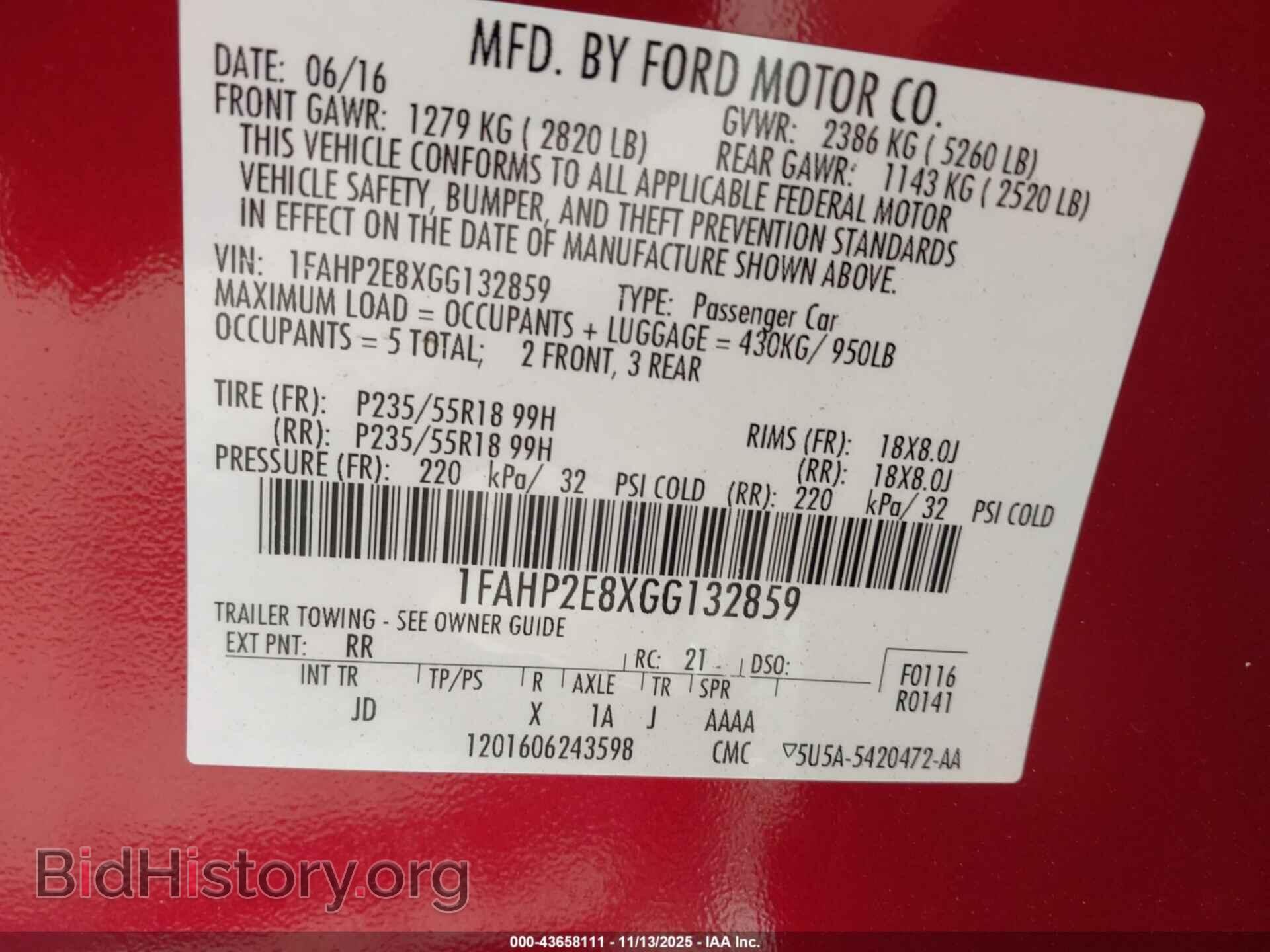 2016 FORD TAURUS - VIN: 1FAHP2E8XGG132859 - Photo 9