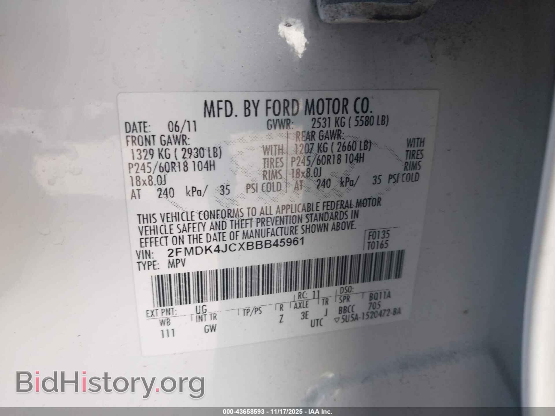 2011 FORD EDGE - VIN: 2FMDK4JCXBBB45961 - Photo 9