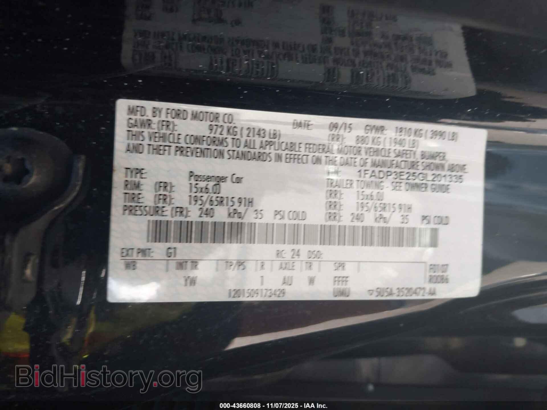 2016 FORD FOCUS - VIN: 1FADP3E25GL201335 - Фото 9