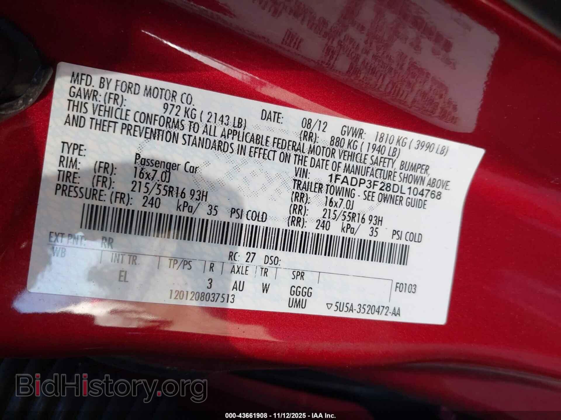 2013 FORD FOCUS - VIN: 1FADP3F28DL104768 - Фото 9