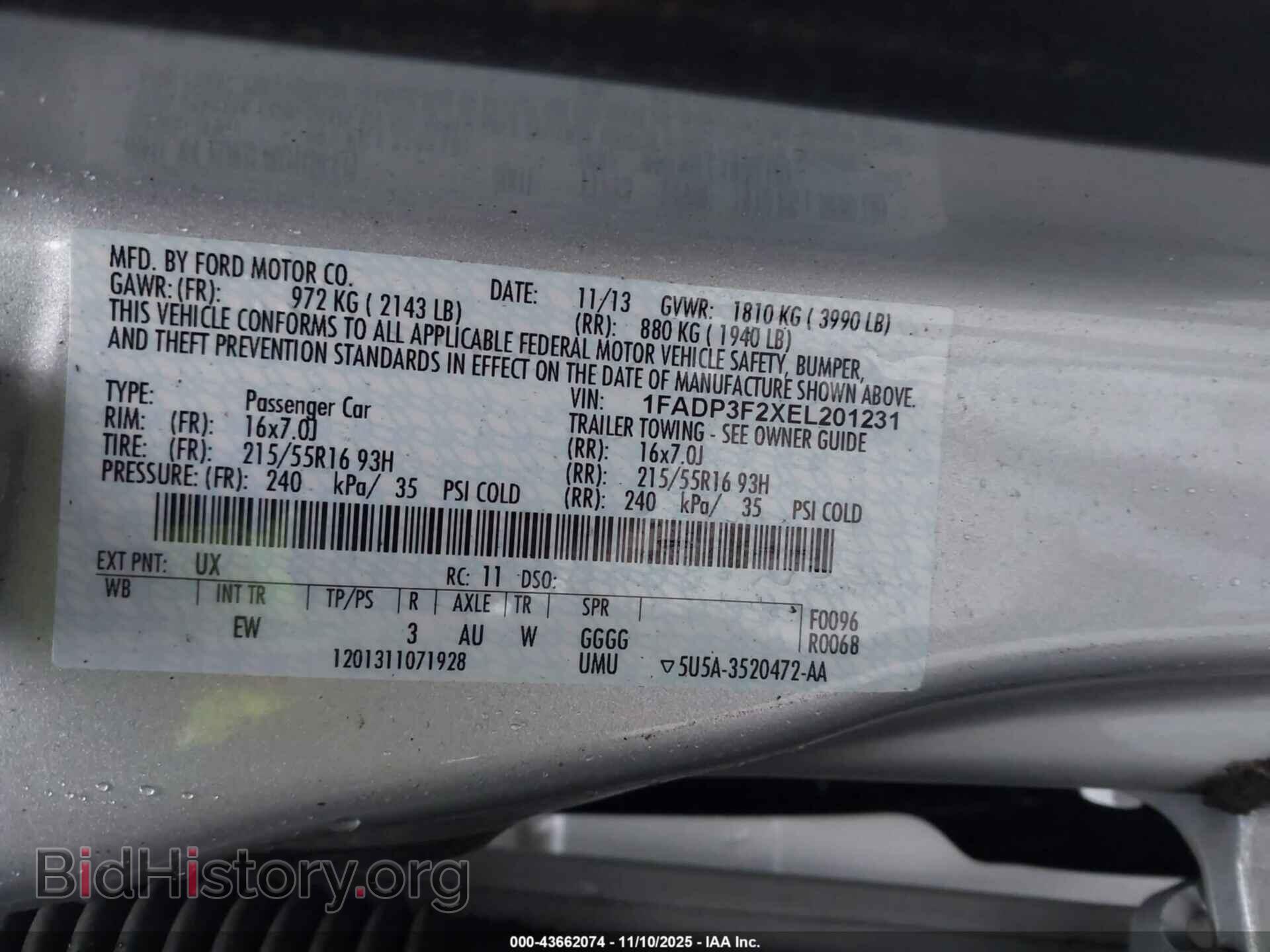 2014 FORD FOCUS - VIN: 1FADP3F2XEL201231 - Фото 9