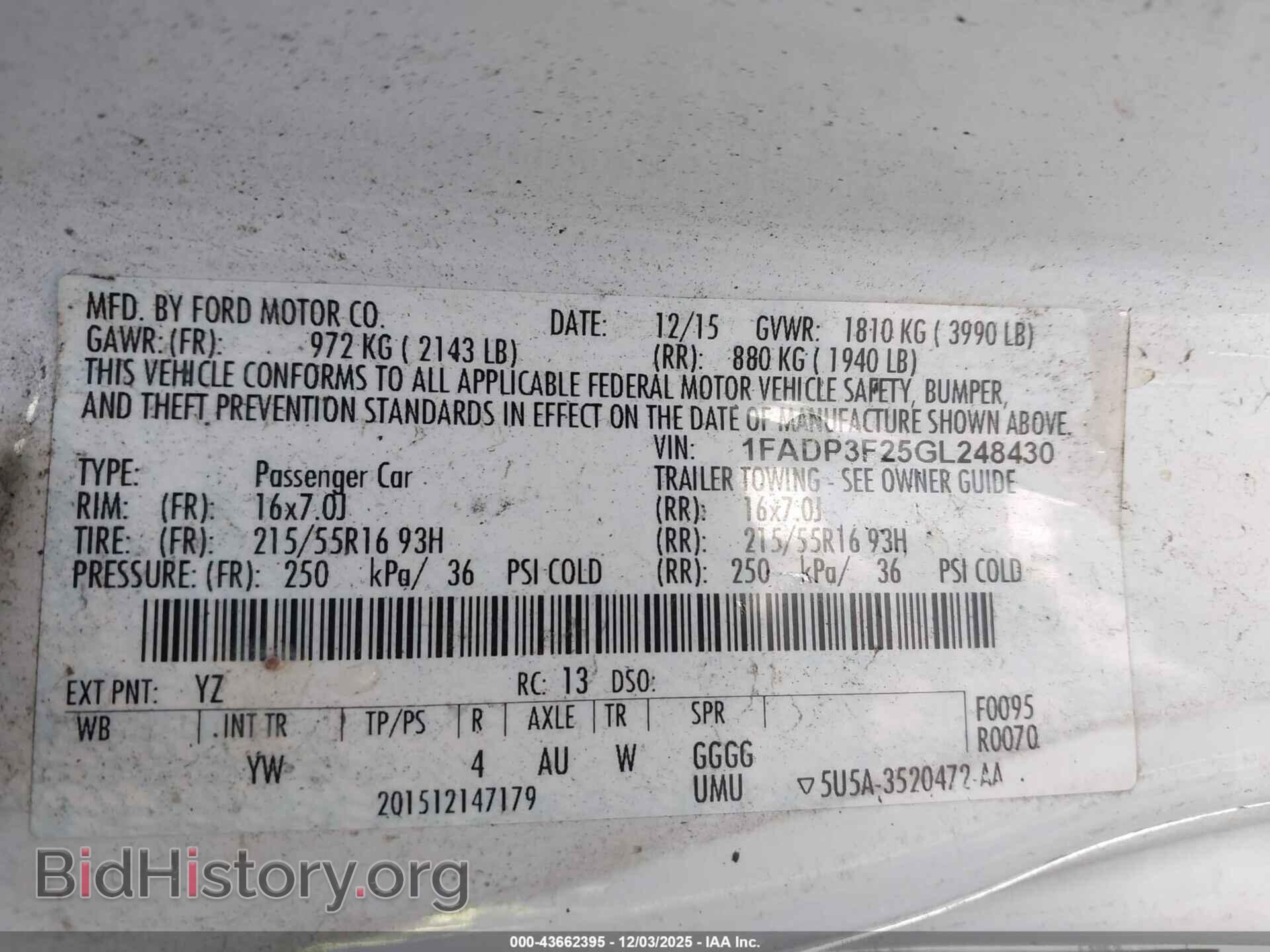 2016 FORD FOCUS - VIN: 1FADP3F25GL248430 - Фото 9