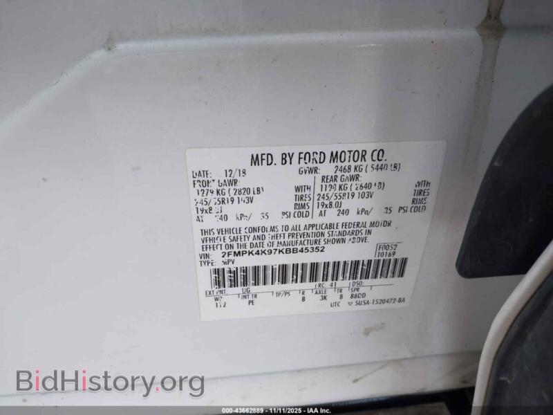 2019 Ford EDGE (VIN 2FMPK4K97KBB45352) — photo 9 of 18