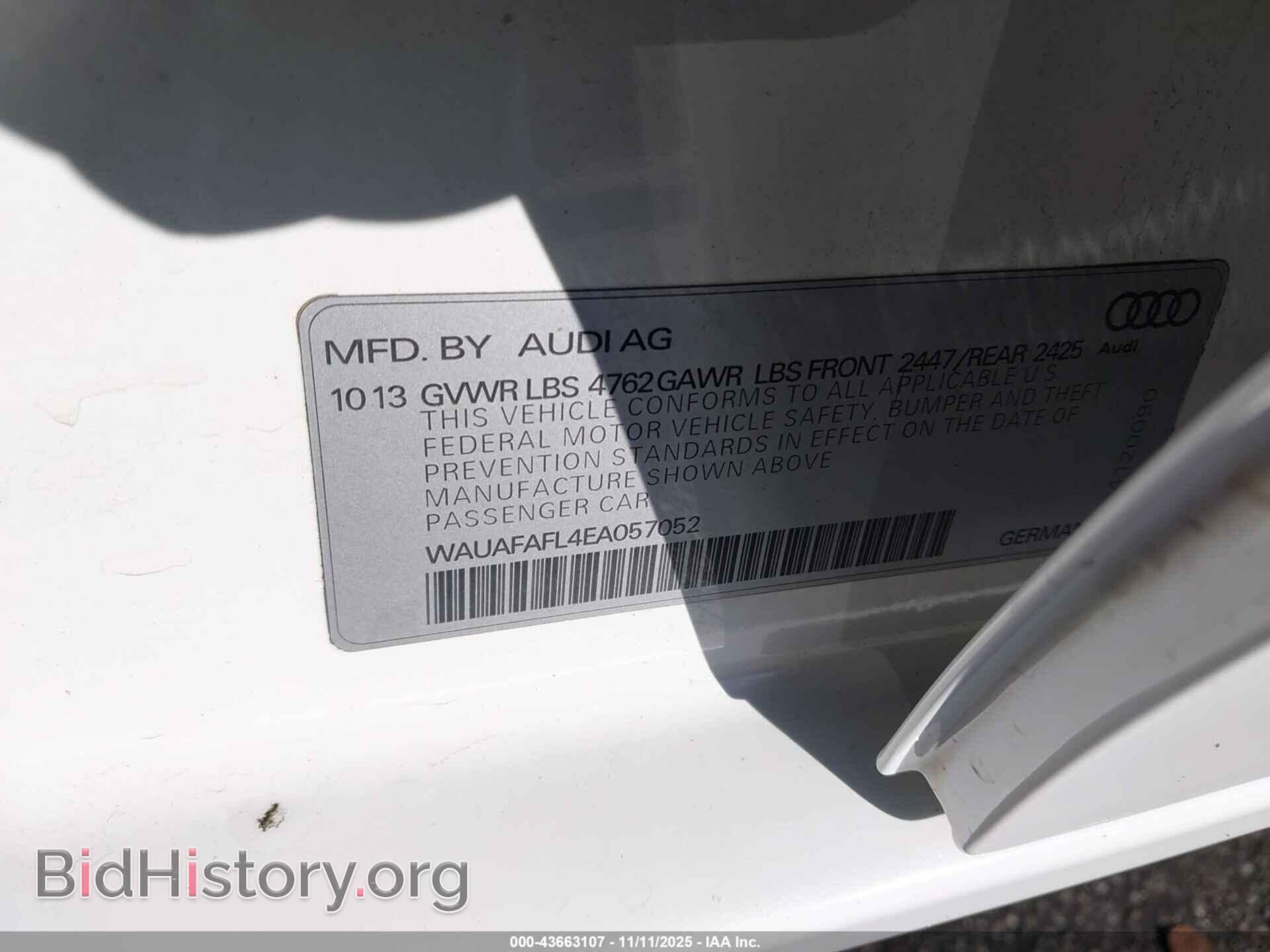 2014 AUDI A4 - VIN: WAUAFAFL4EA057052 - Фото 9