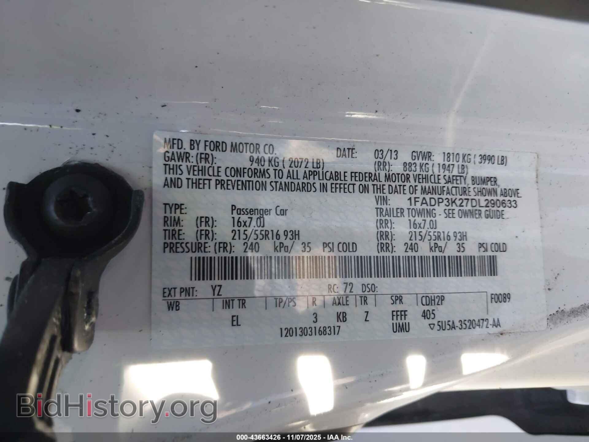 2013 FORD FOCUS - VIN: 1FADP3K27DL290633 - Фото 9