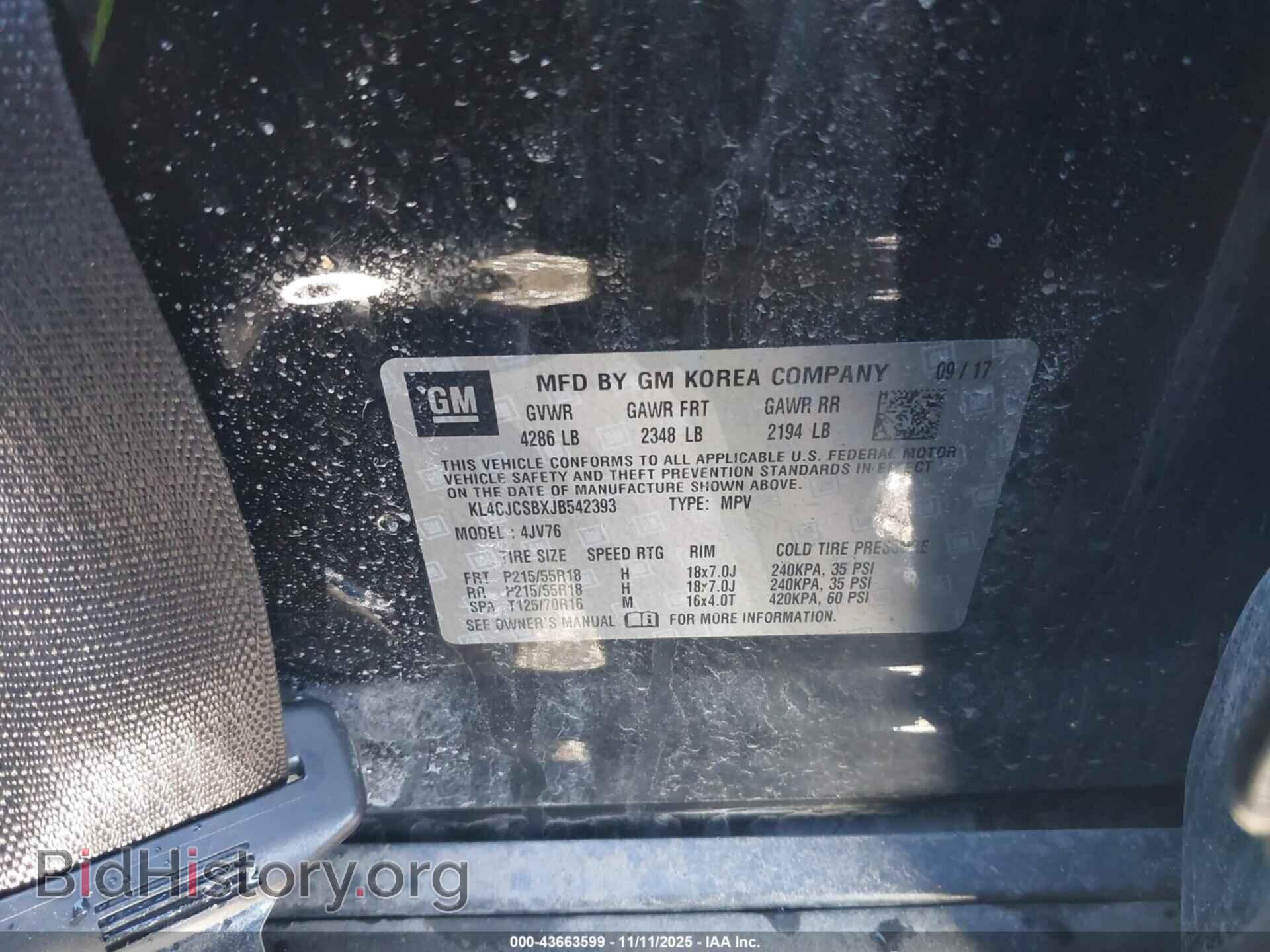 2018 BUICK ENCORE - VIN: KL4CJCSBXJB542393 - Фото 9