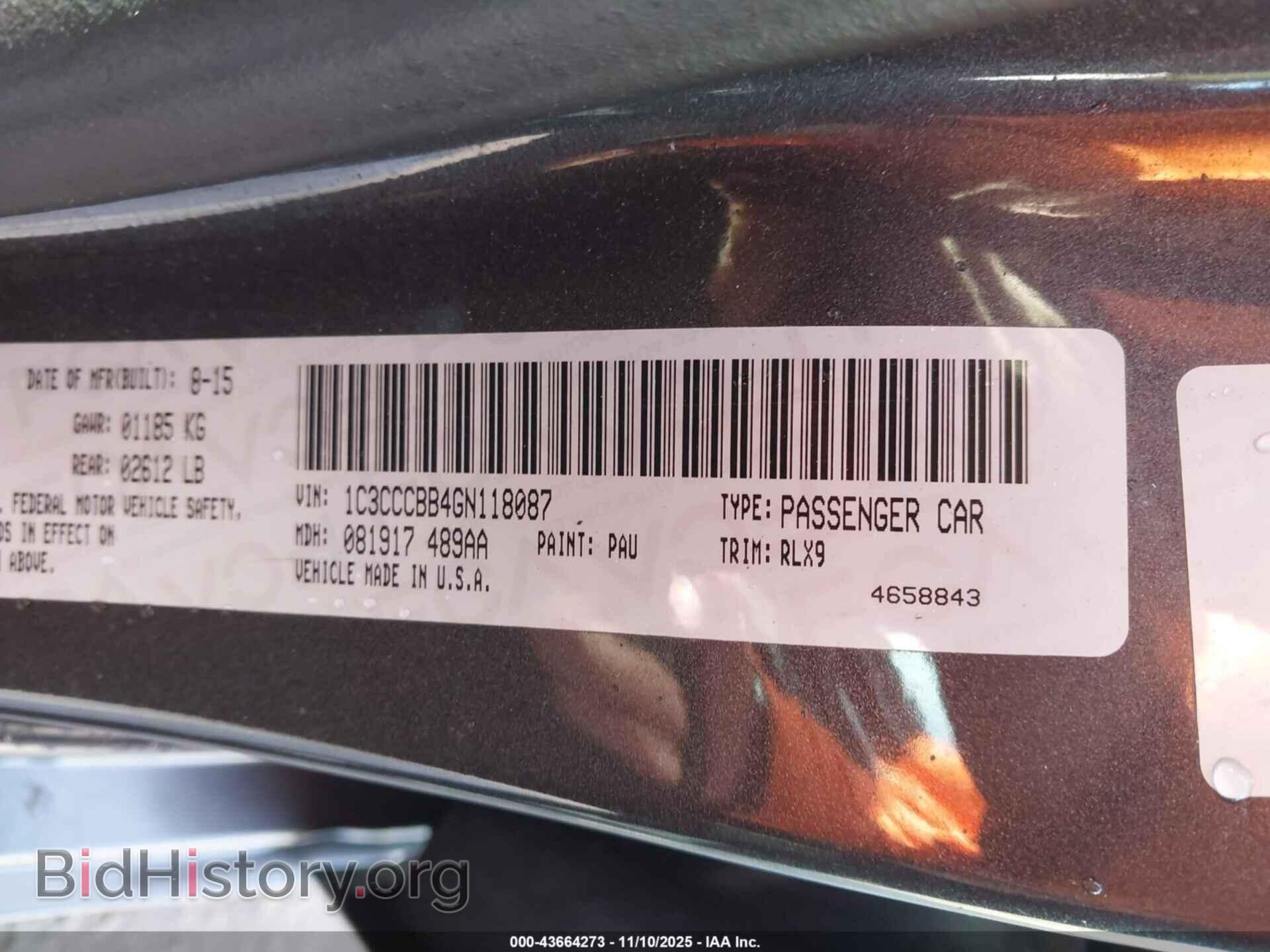 2016 CHRYSLER 200 - VIN: 1C3CCCBB4GN118087 - Фото 9