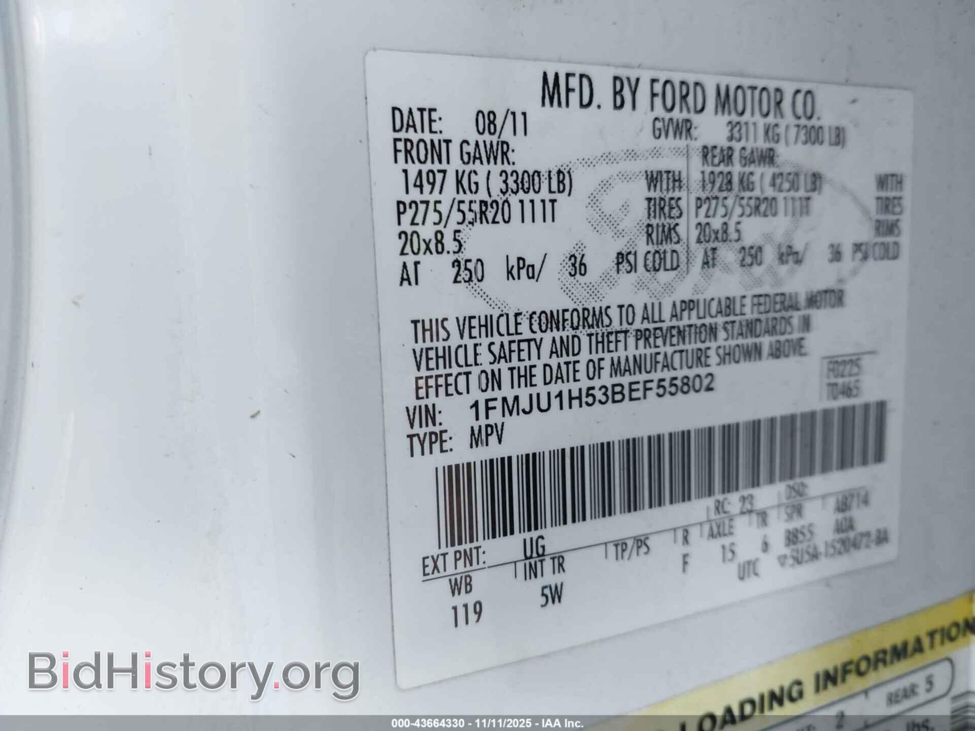 2011 FORD EXPEDITION - VIN: 1FMJU1H53BEF55802 - Фото 9