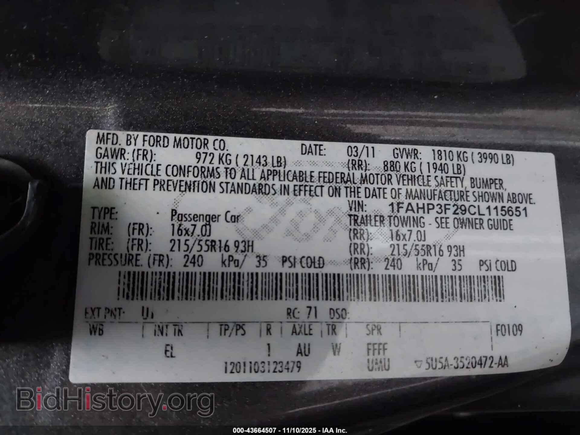 2012 FORD FOCUS - VIN: 1FAHP3F29CL115651 - Фото 9