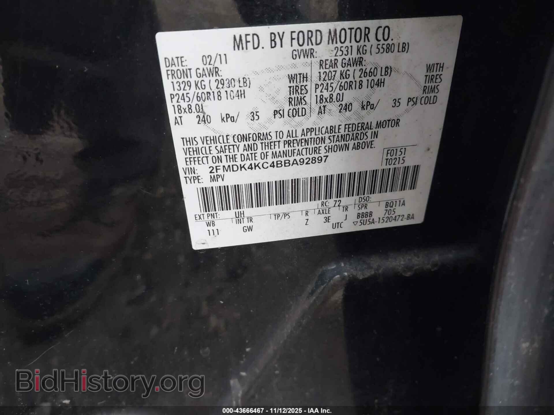 2011 FORD EDGE - VIN: 2FMDK4KC4BBA92897 - Photo 9