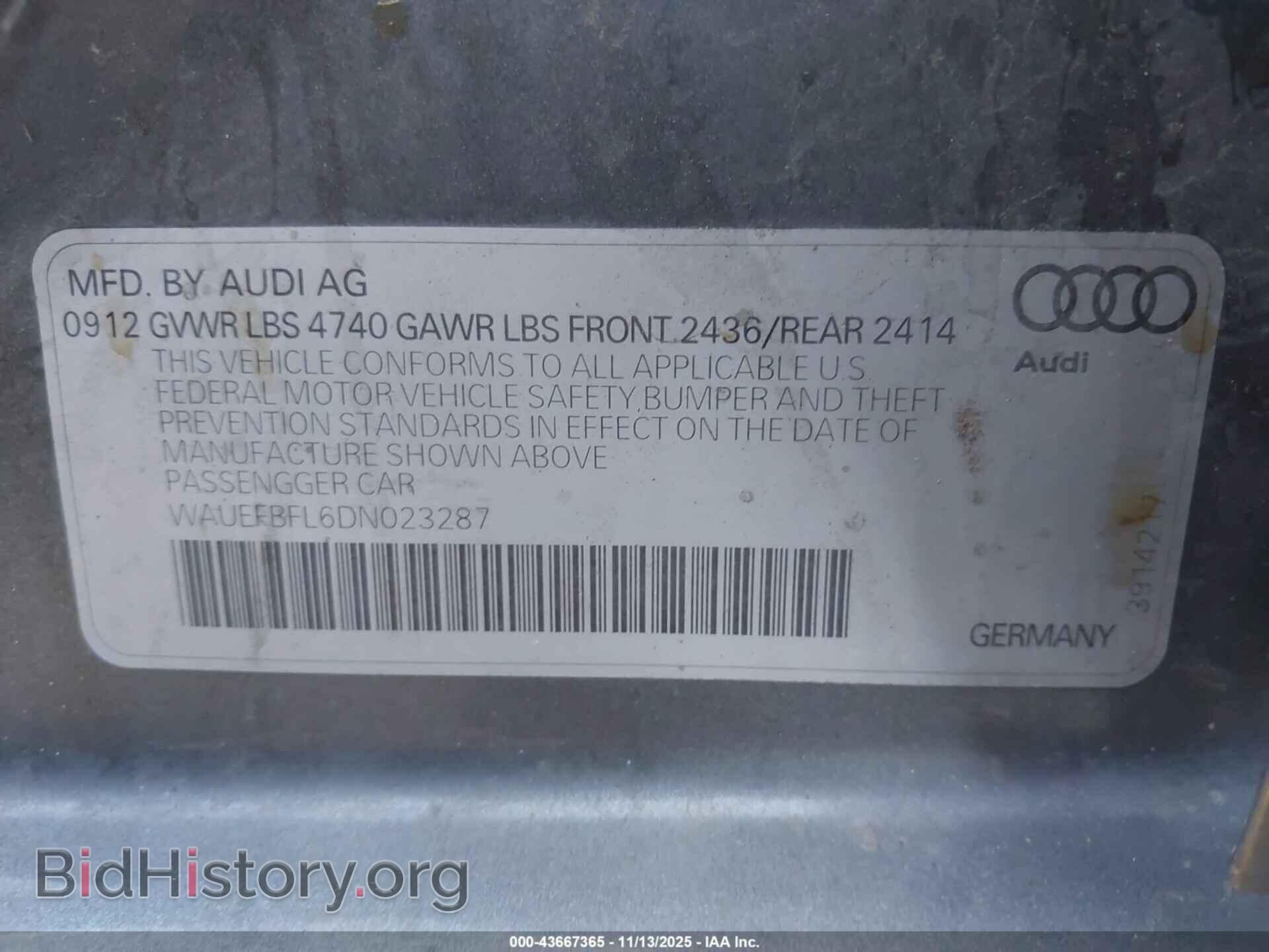 2013 AUDI A4 - VIN: WAUEFBFL6DN023287 - Photo 9