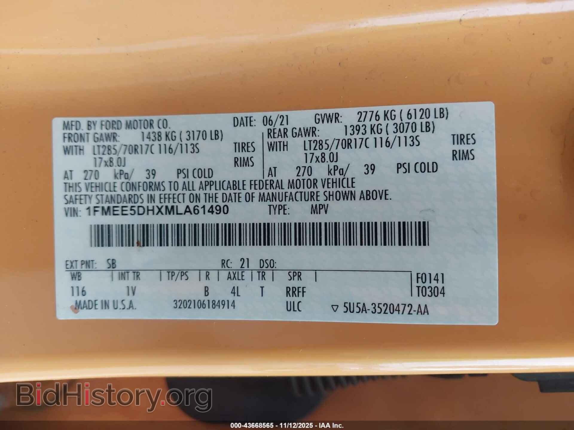2021 FORD BRONCO - VIN: 1FMEE5DHXMLA61490 - Фото 9