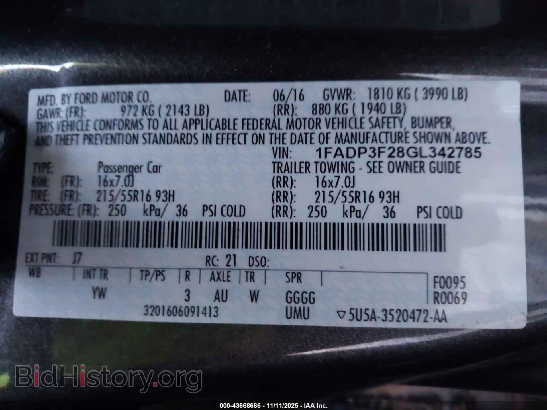 2016 FORD FOCUS - VIN: 1FADP3F28GL342785 - Фото 9