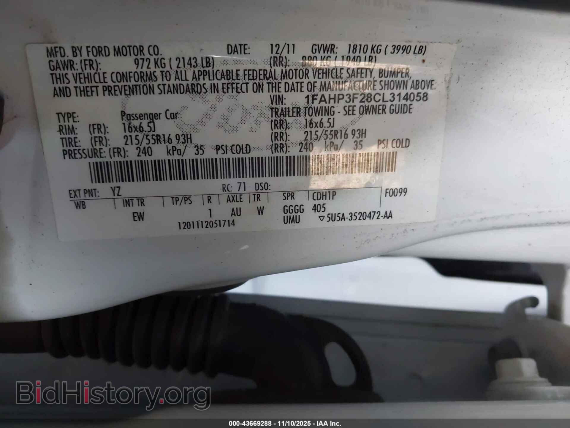 2012 FORD FOCUS - VIN: 1FAHP3F28CL314058 - Фото 9
