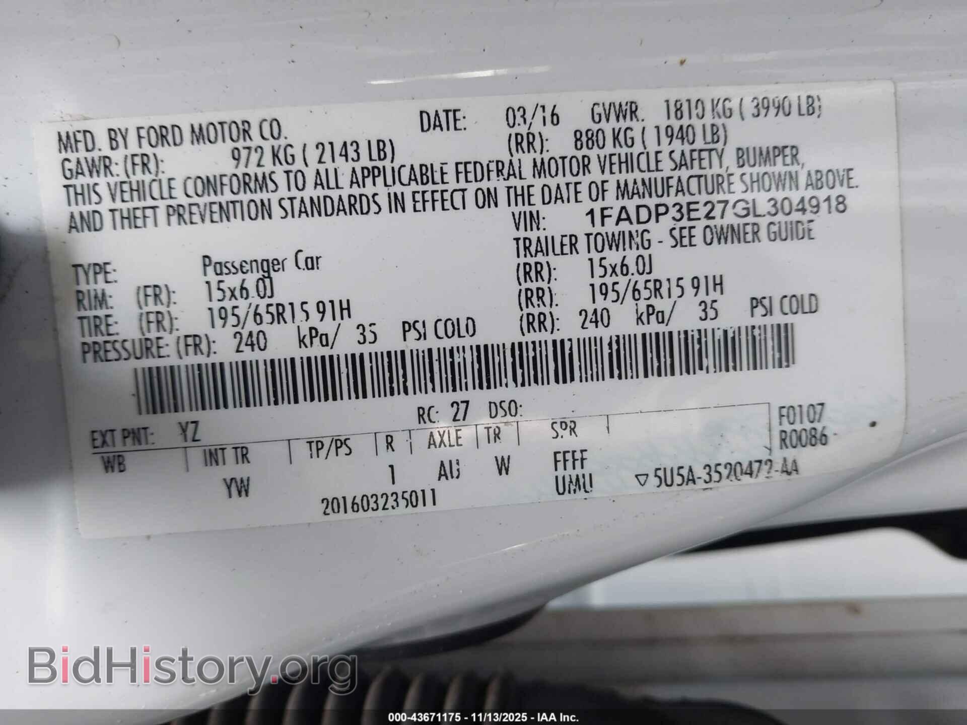 2016 FORD FOCUS - VIN: 1FADP3E27GL304918 - Photo 9
