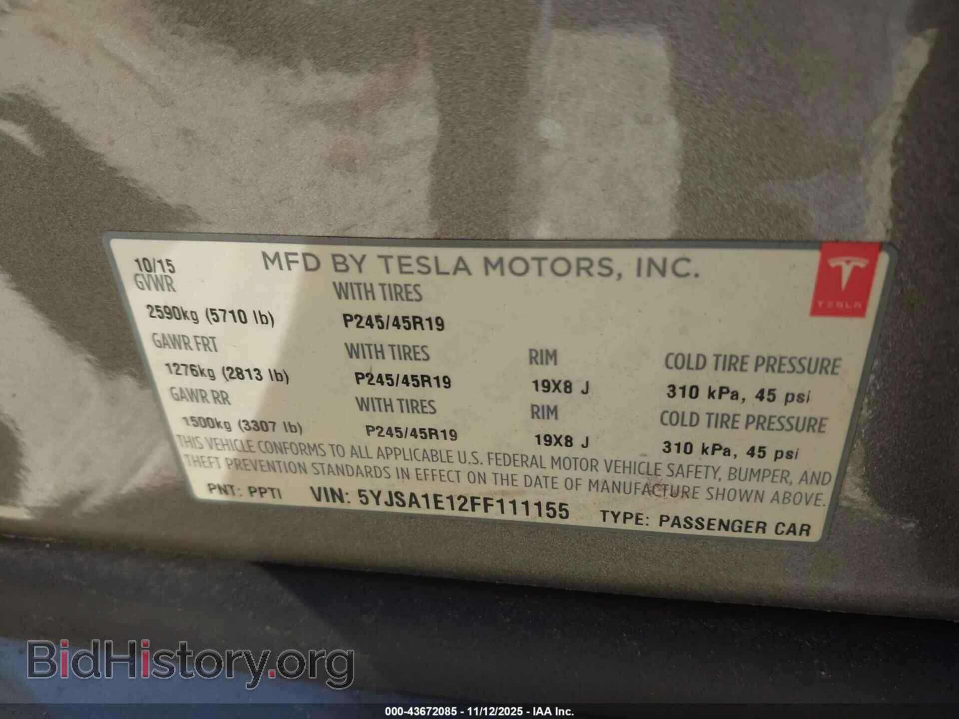 2015 TESLA MODEL S - VIN: 5YJSA1E12FF111155 - Photo 9