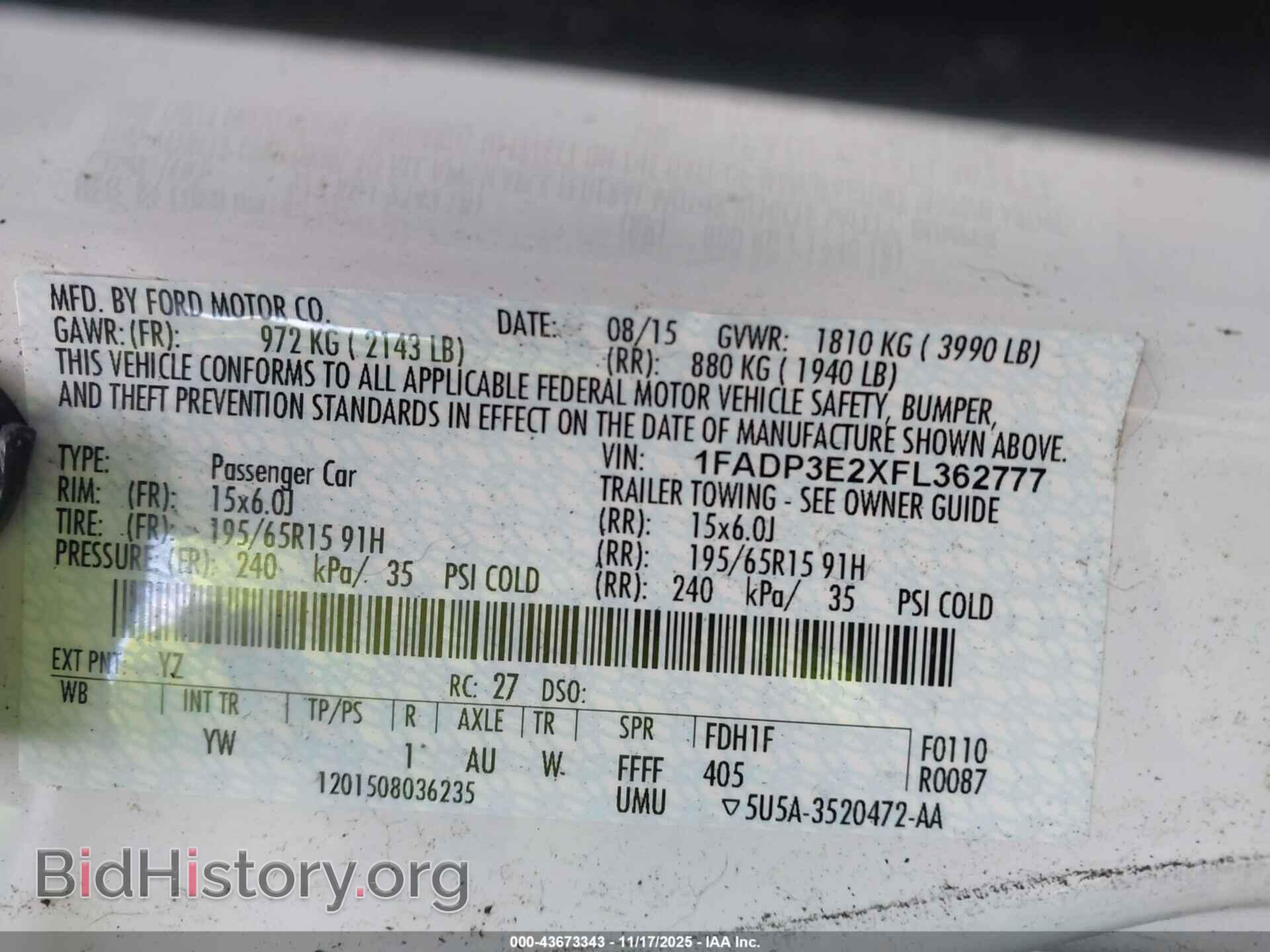 2015 FORD FOCUS - VIN: 1FADP3E2XFL362777 - Фото 9