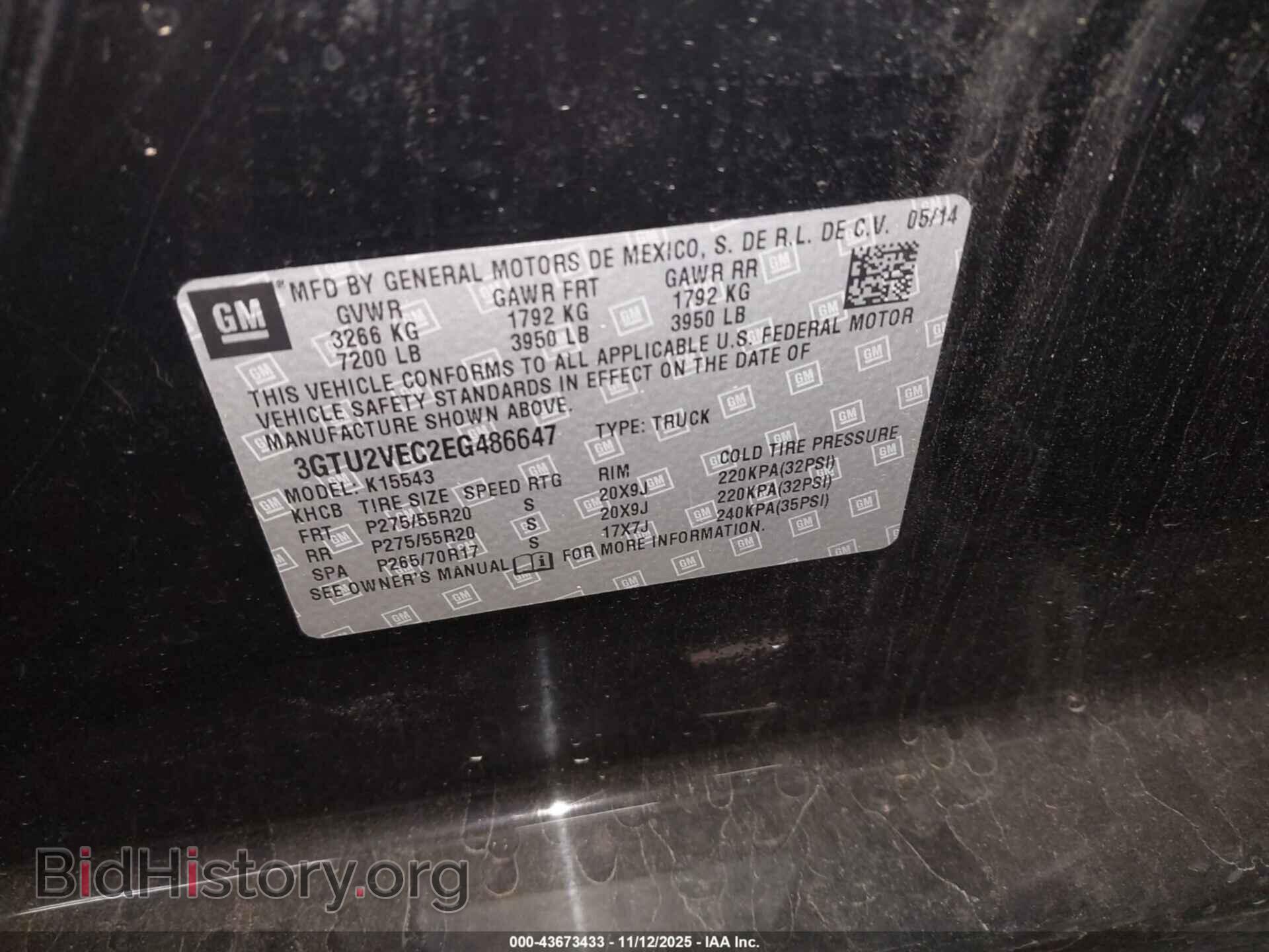 2014 GMC SIERRA 1500 - VIN: 3GTU2VEC2EG486647 - Фото 9