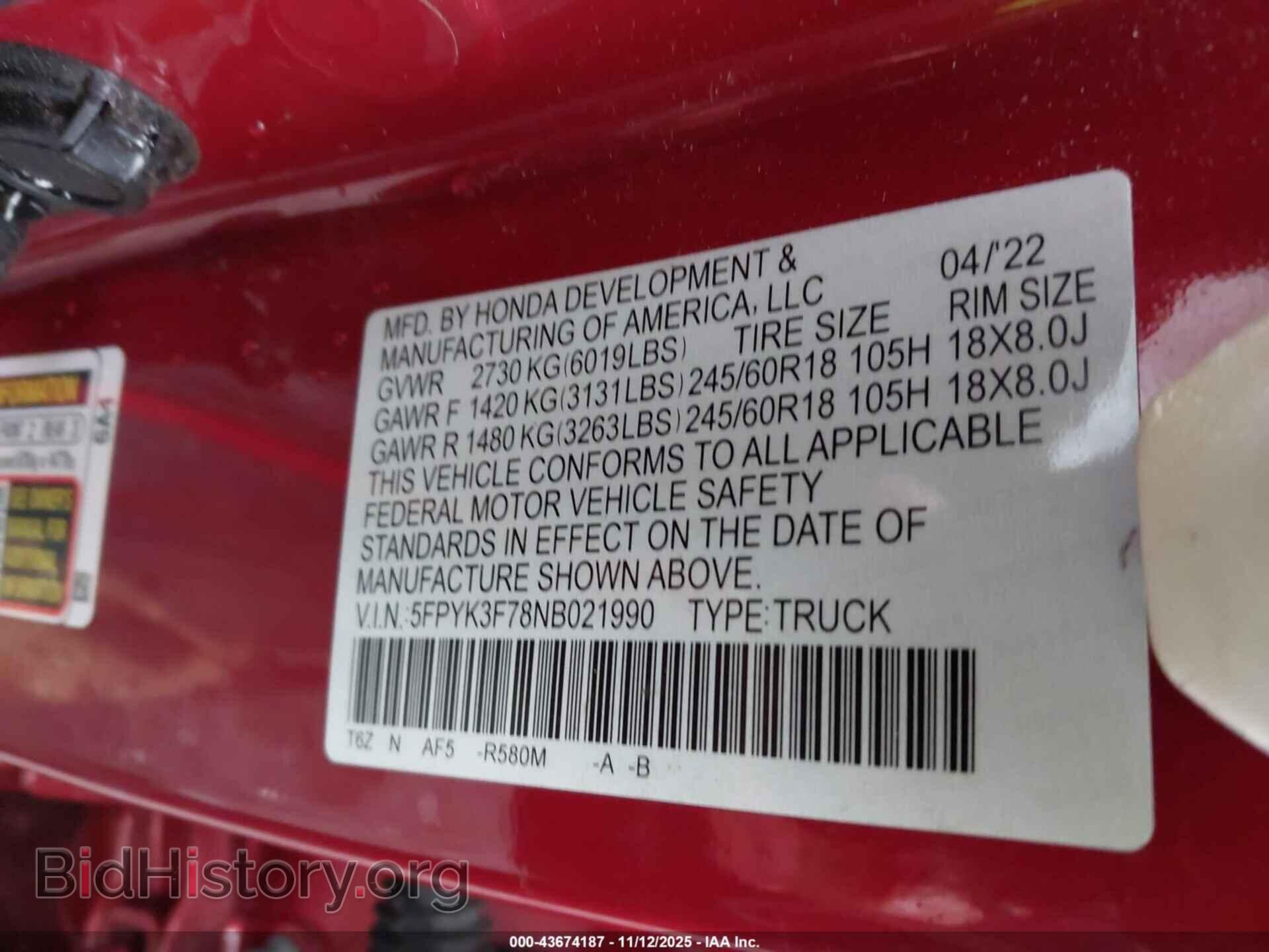 2022 HONDA RIDGELINE - VIN: 5FPYK3F78NB021990 - Фото 9