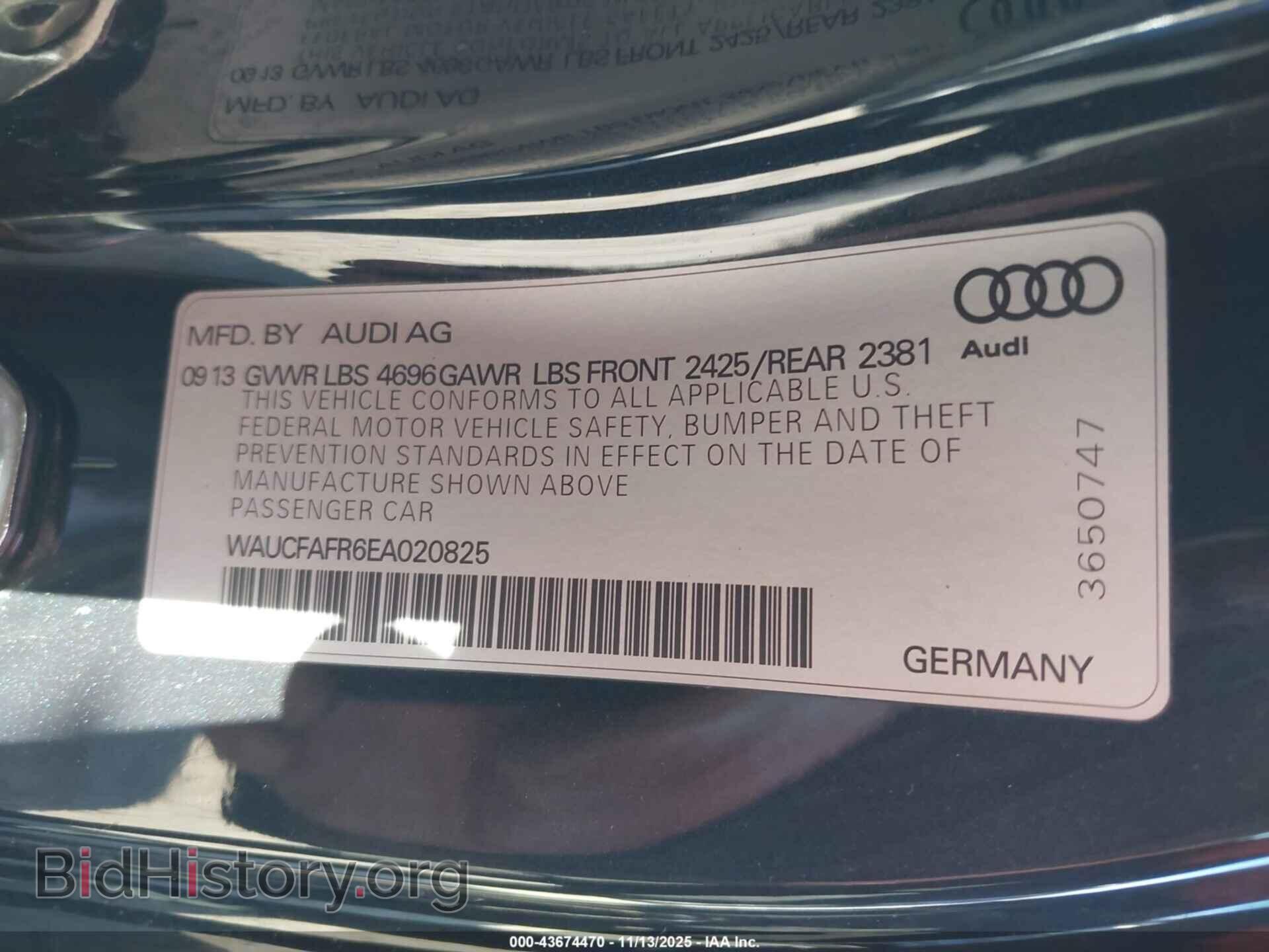 2014 AUDI A5 - VIN: WAUCFAFR6EA020825 - Фото 9